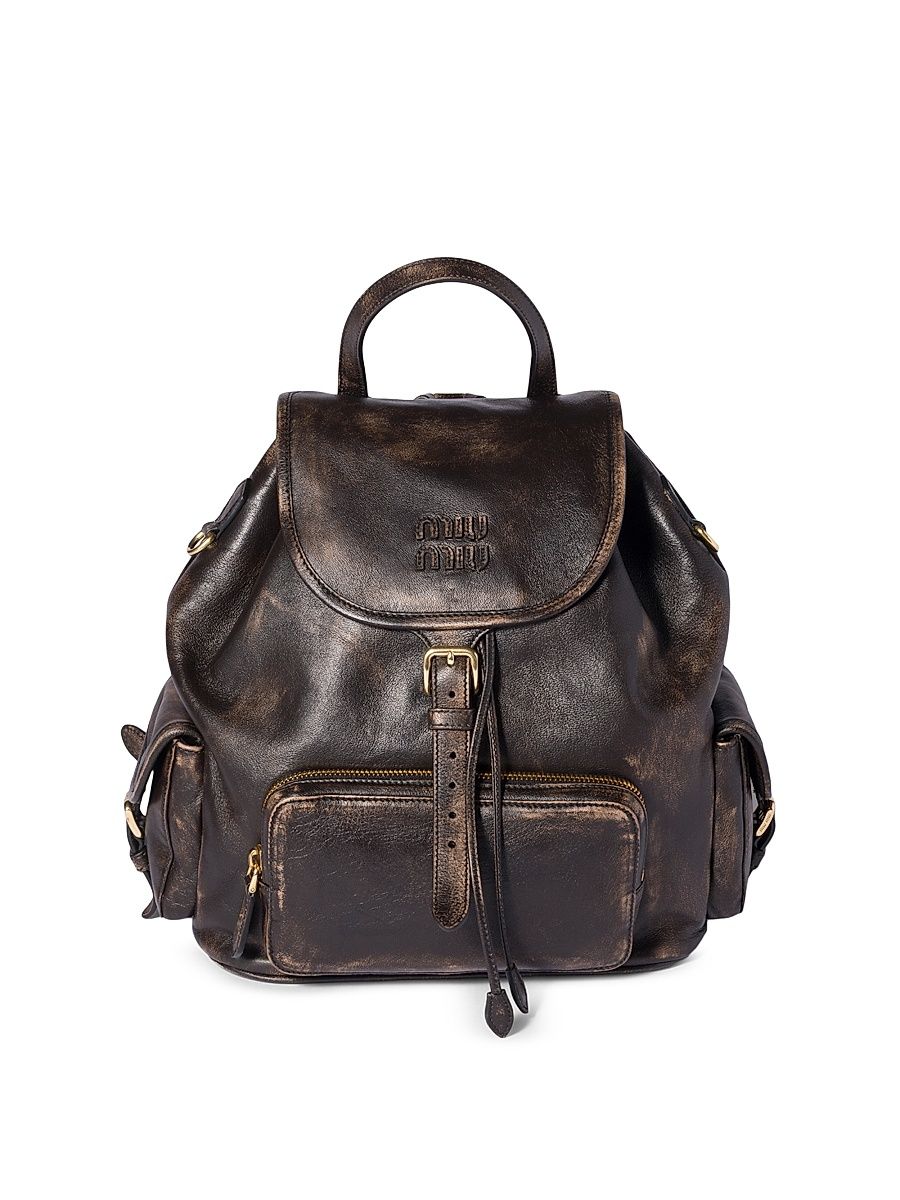 Women's Leather Backpack - Brown