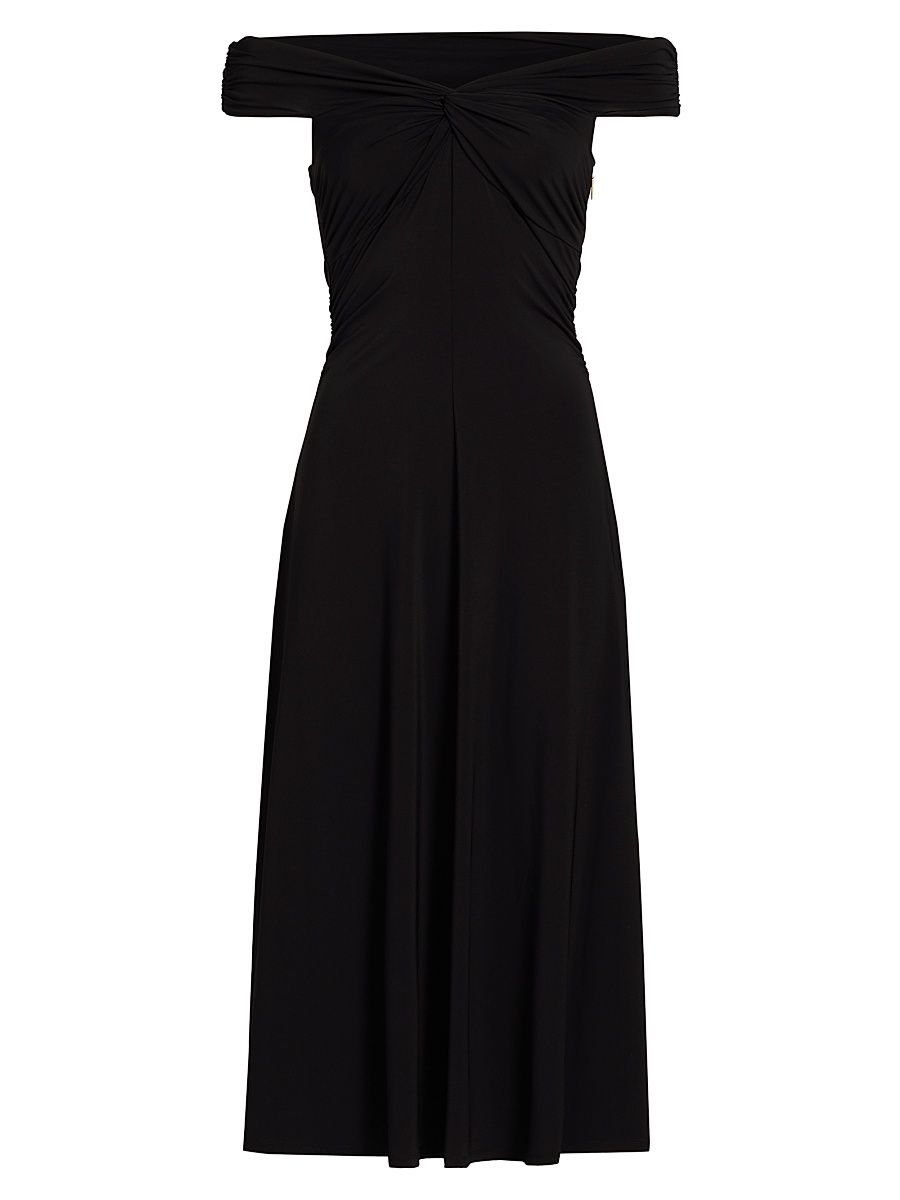 Women's Twist Off-the-Shoulder Midi-Dress - Black - Size XL