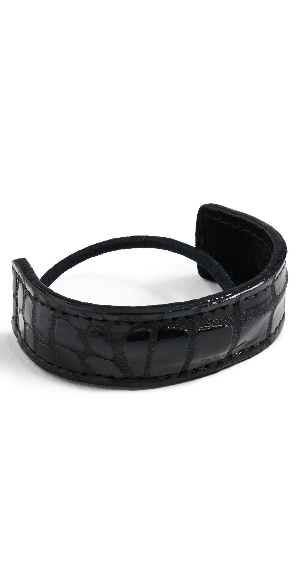 Jennifer Behr Mini Leather Pony Wrap Black Croc One Size