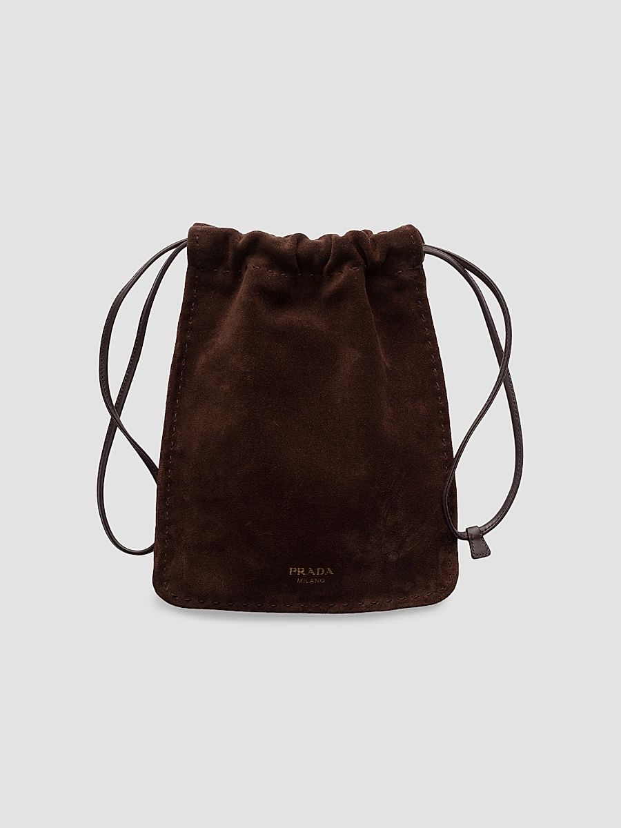 Women's Suede Smartphone Pouch - Brown