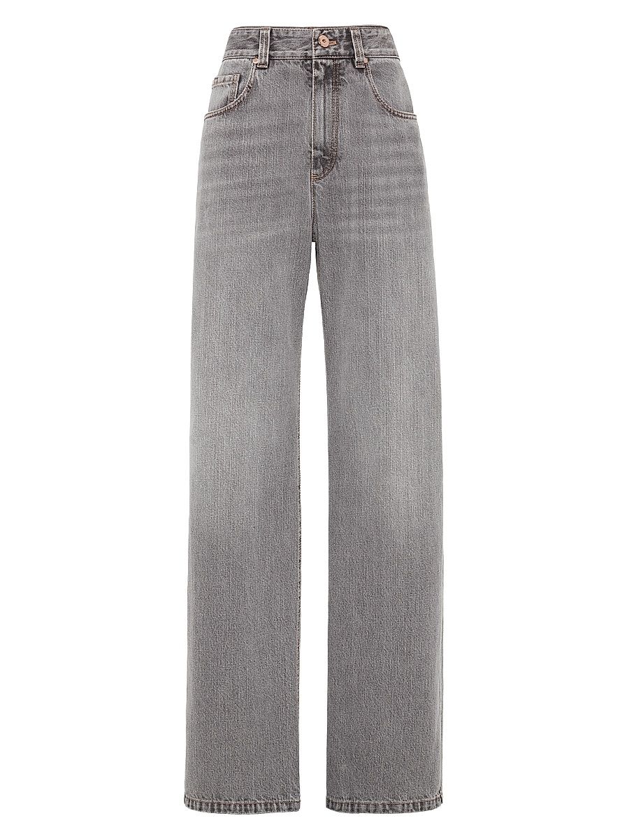 Women's Authentic Denim Contemporary Loose Trousers - Grey Denim - Size 16