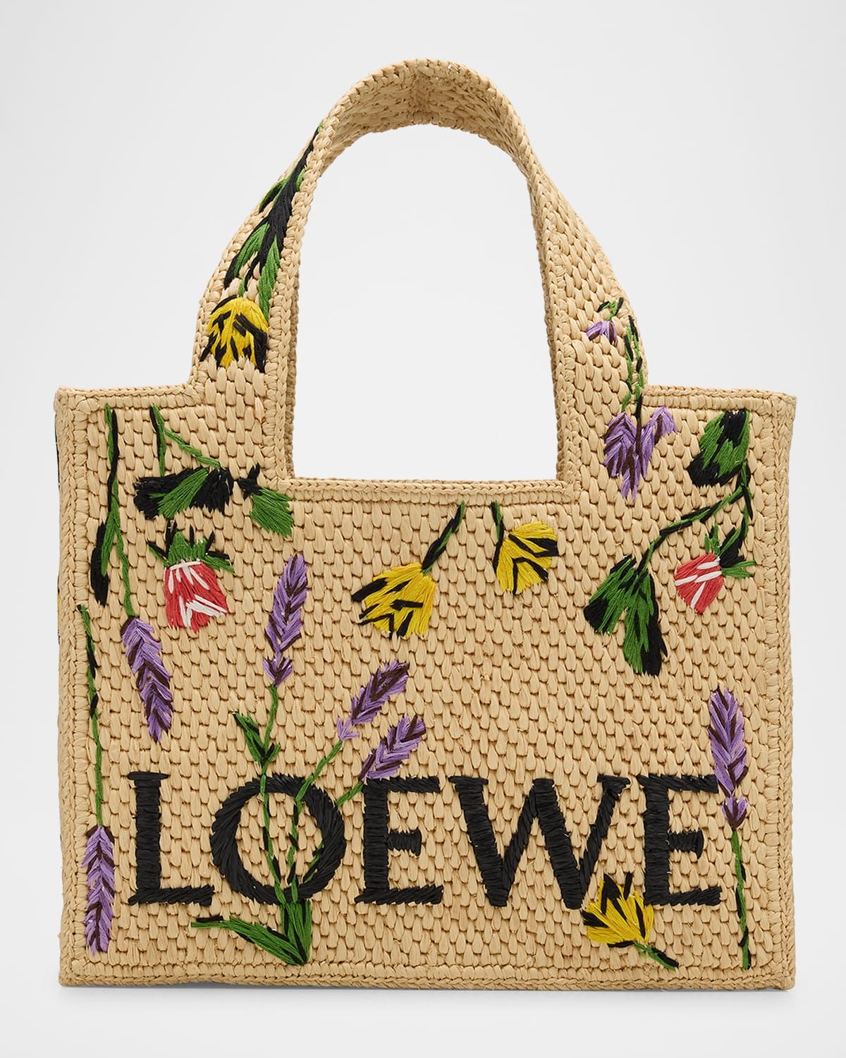 x Paula's Ibiza Small Flower Tote Bag in Raffia