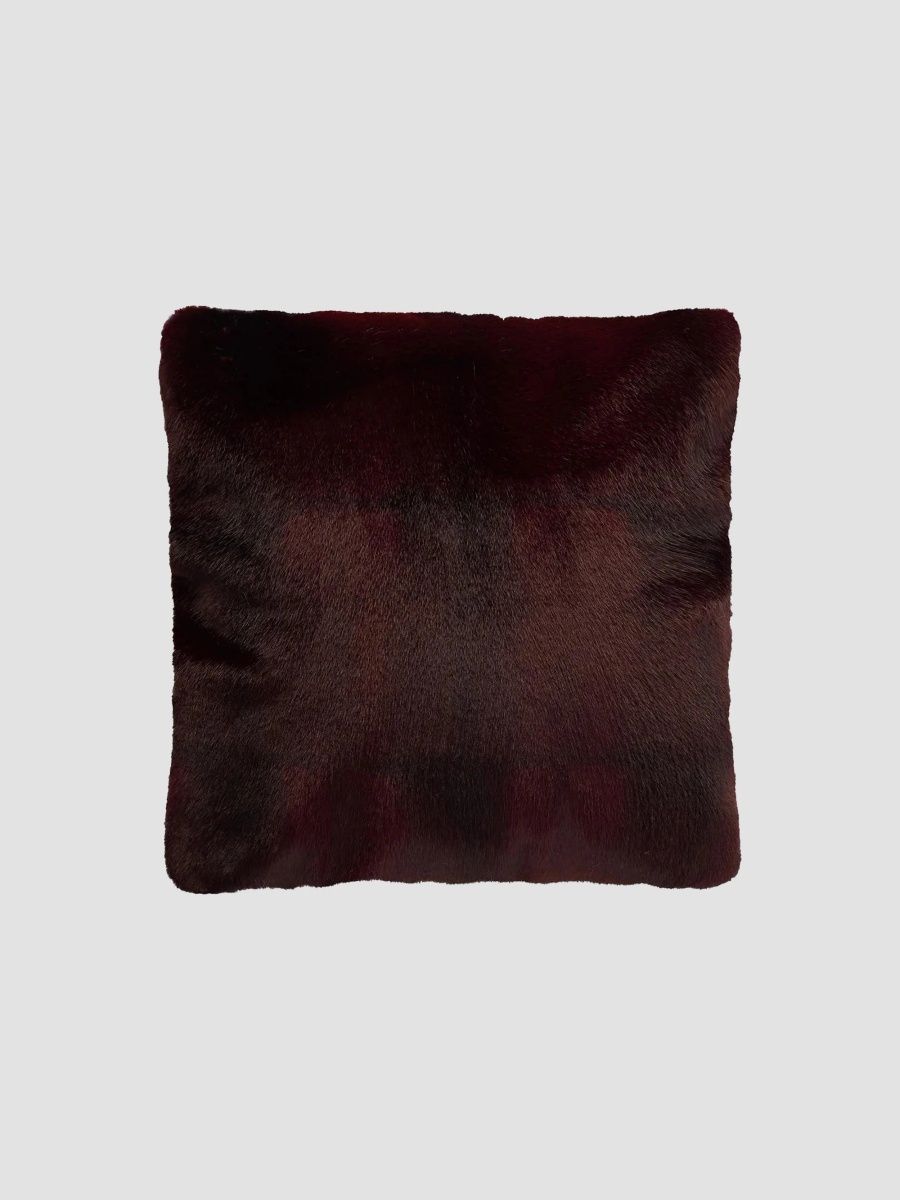 Gorski Faux-Fur Throw Pillow - Burgundy Tie Dye