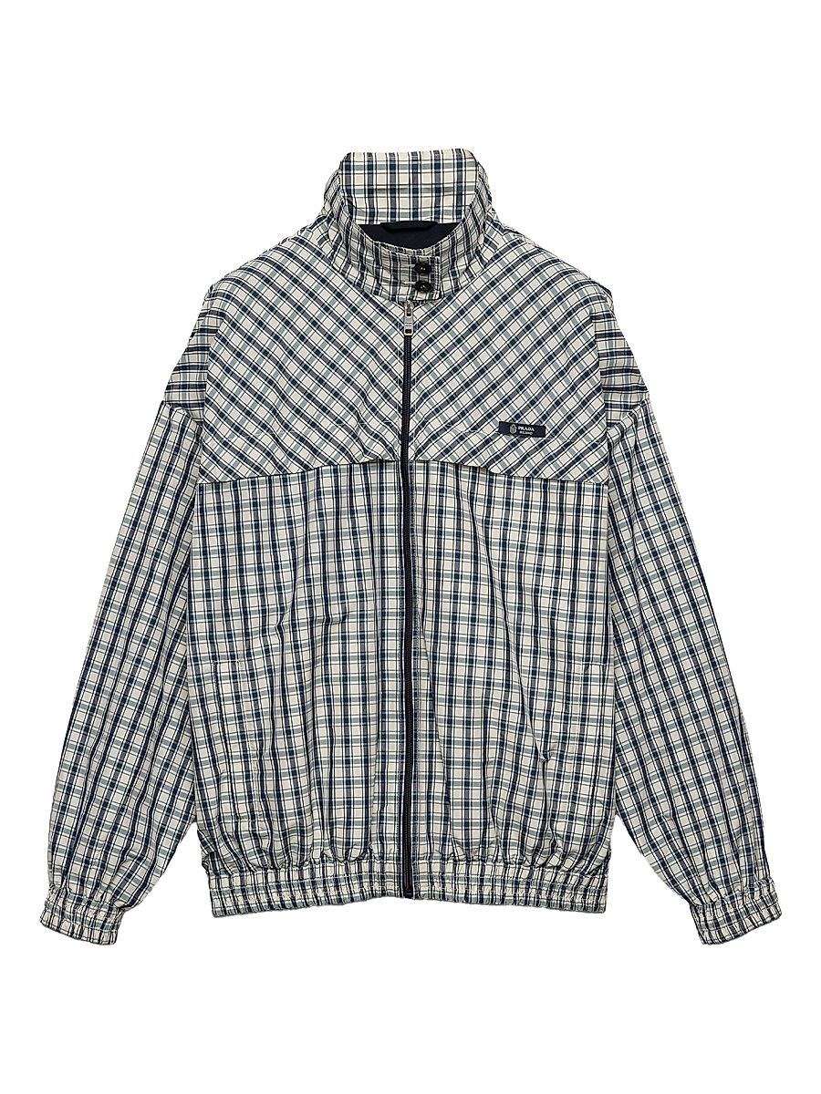 Women's Checked Chambray Blouson Jacket - Beige Multi - Size 4