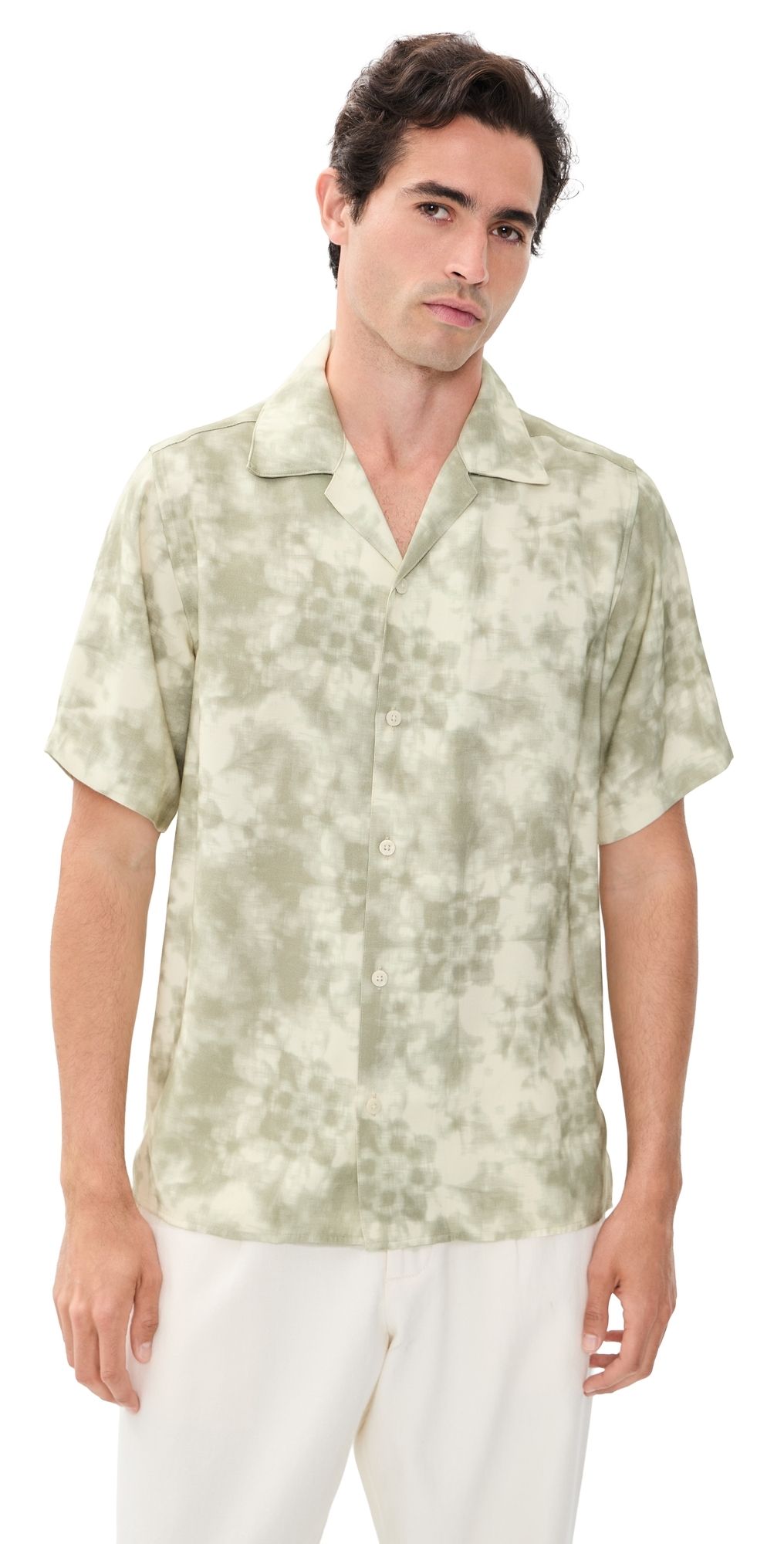 NN07 Julio Printed Camp Shirt Green Print XL