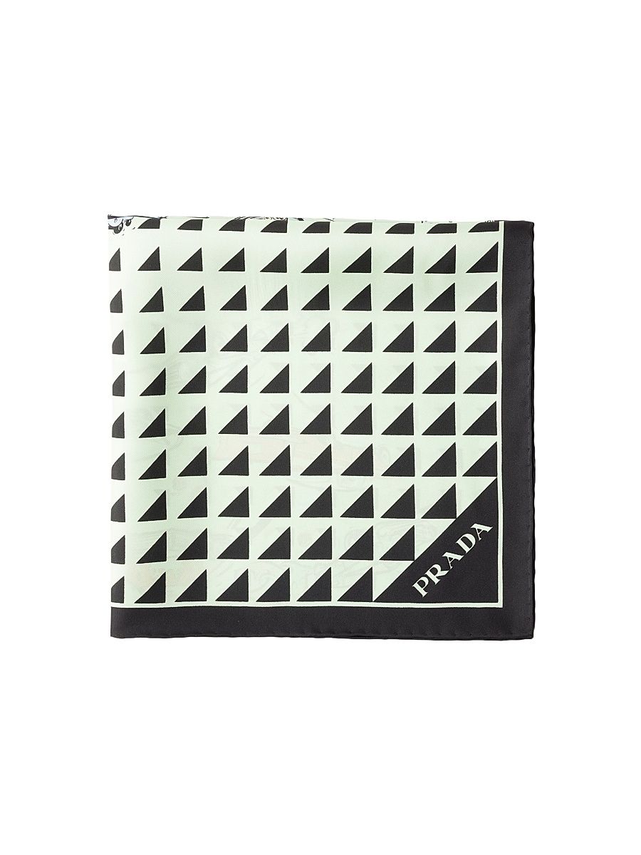 Women's Printed Silk Twill 55CM Square Scarf - Green Black