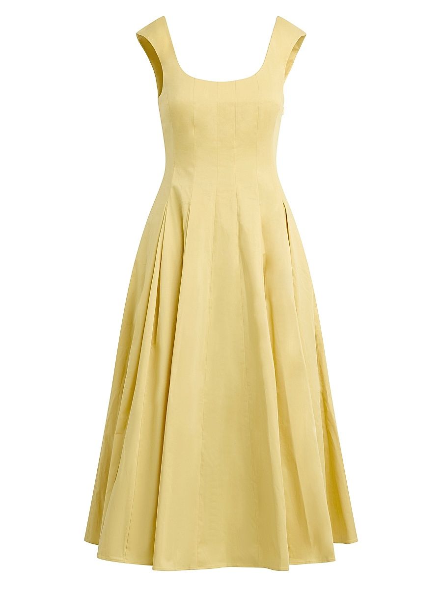 Women's The Muse Cotton Fit & Flare Midi Dress - Golden - Size 14