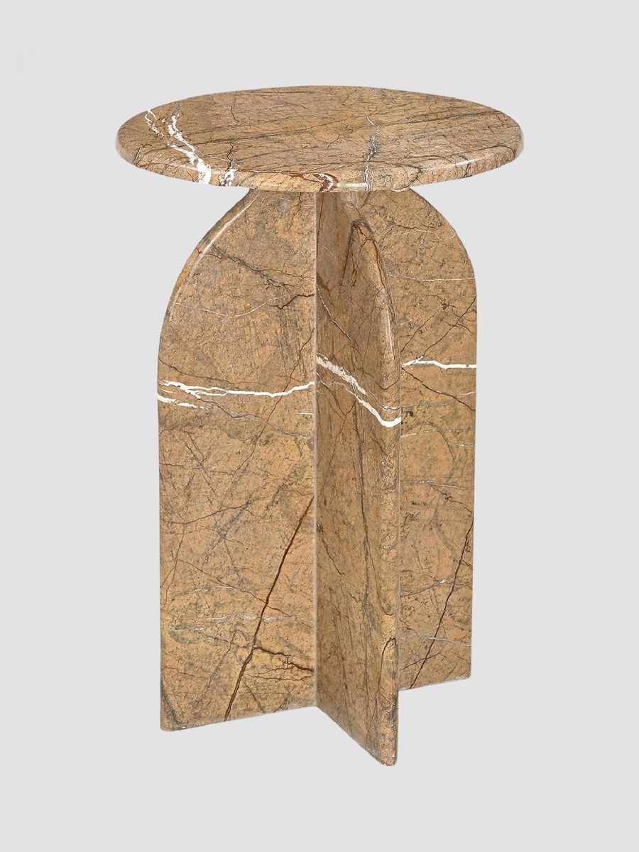 Aiden Marble Accent Table - Tan