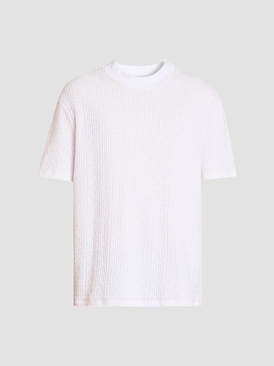 Balmain Men's Monogram Sponge T-Shirt - Blanc - Size XL