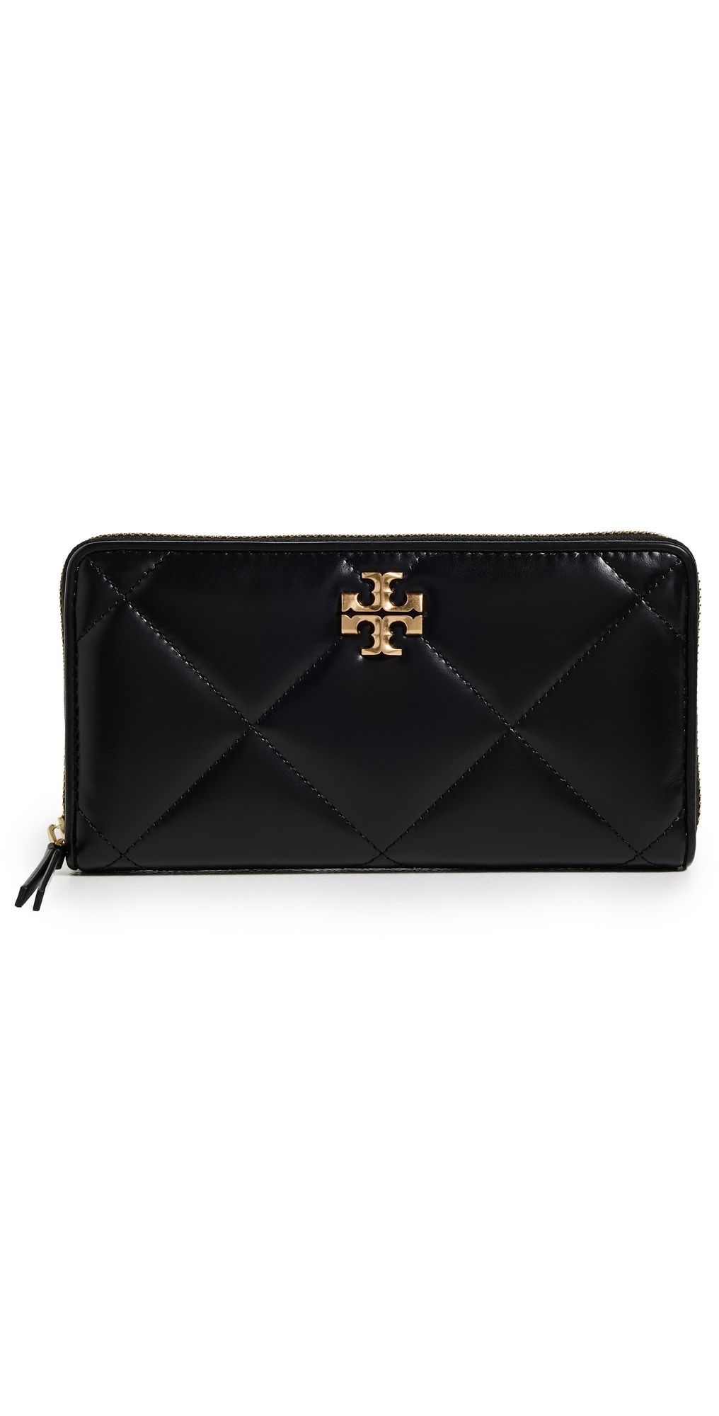 Tory Burch Kira Diamond Quilt Zip Continental Wallet Black One Size