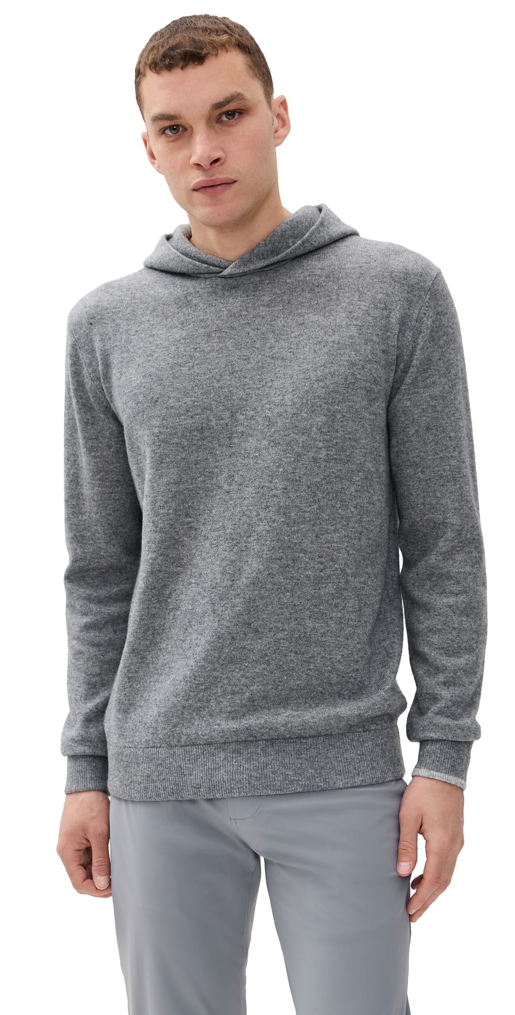 Greyson Koko Cashmere Blend Hoodie Sweater Smoke Heather M