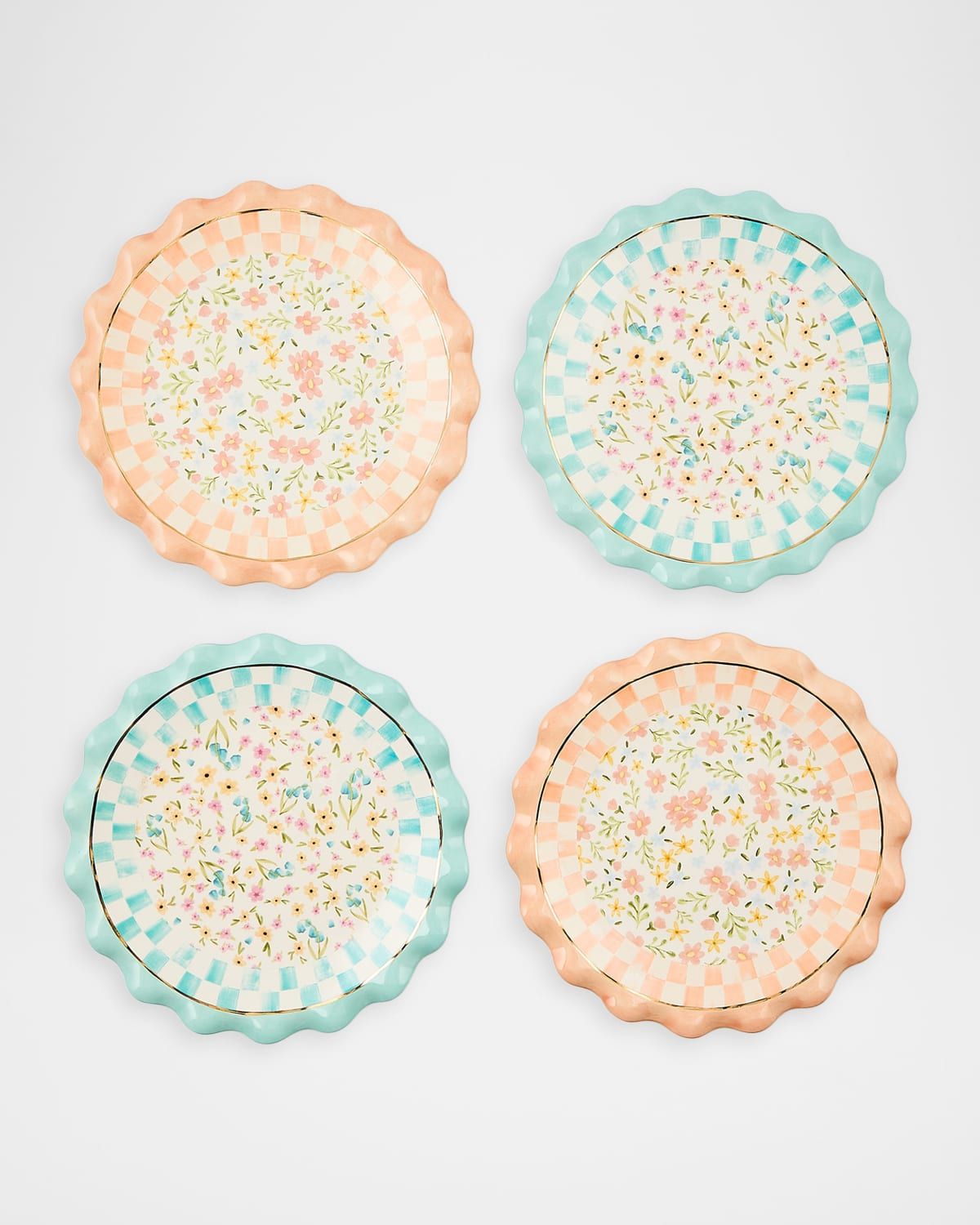 Posie Patch Ceramic Dessert Plates, Set of 4
