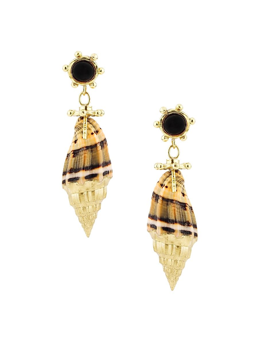 Women's Leiro Goldtone, Black Onyx & Shell Drop Earrings - Black Onyx