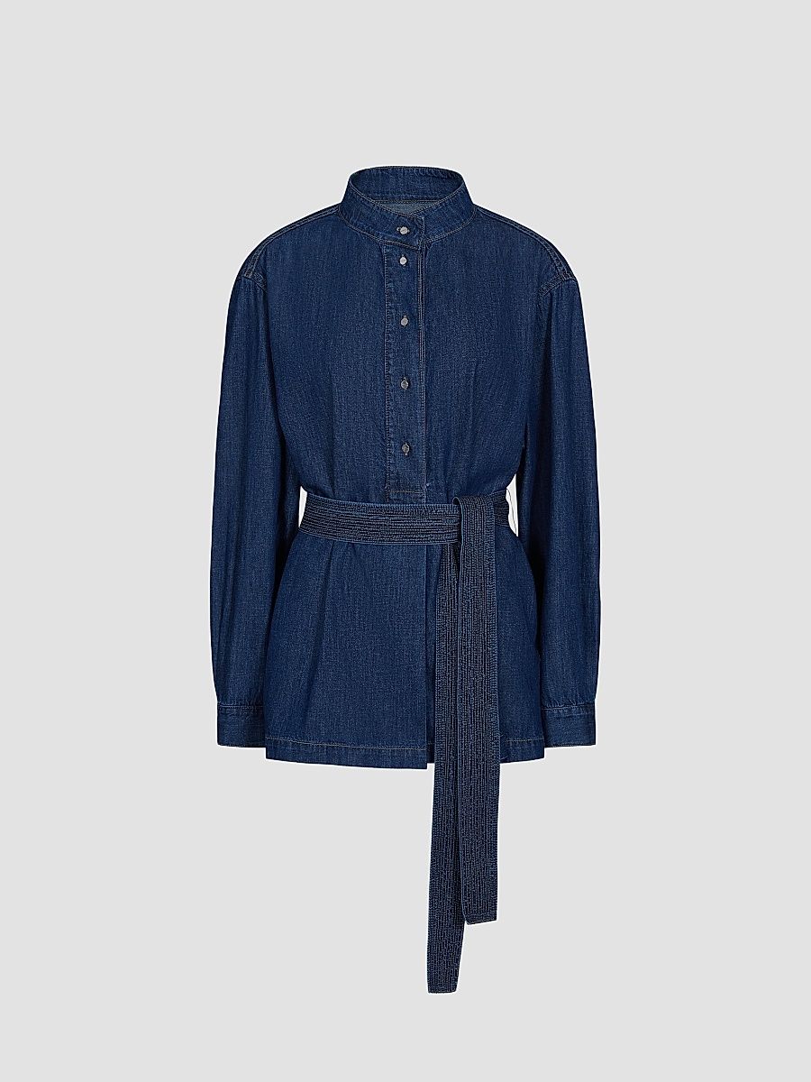 Women's Denim Tamzin Belted Shirt - Dark Stone - Size XS
