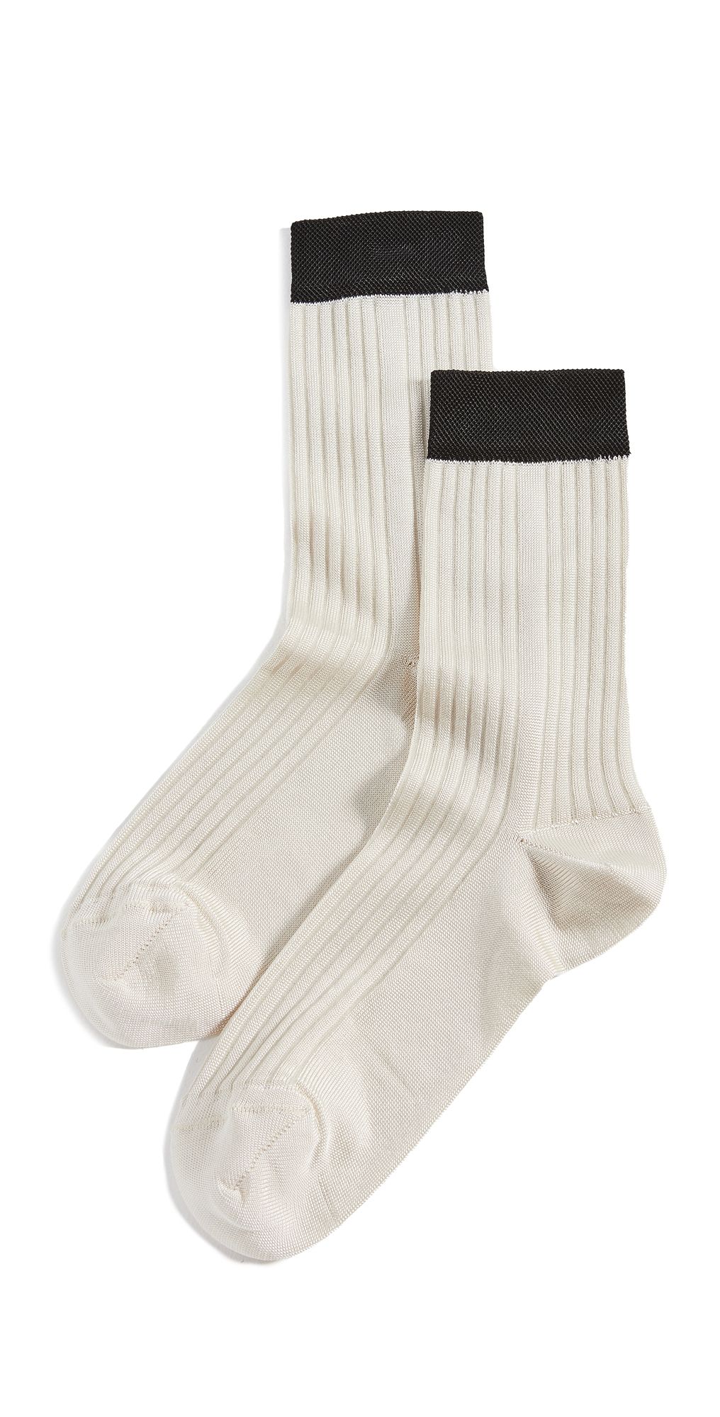 Stems Blocked Rib Socks Ivory/Black One Size