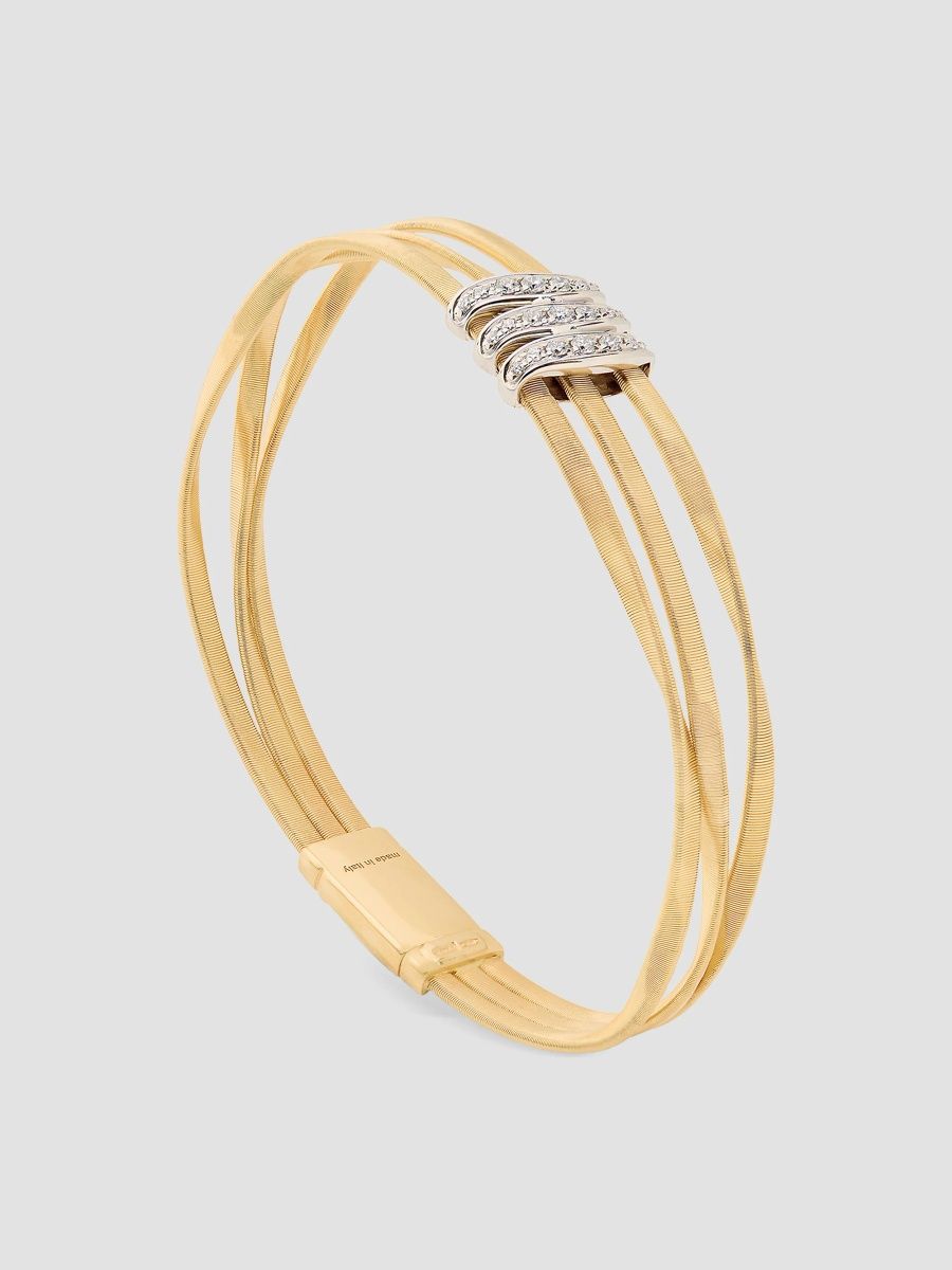 Marco Bicego Women's Marrakech 18K White and Yellow Gold 3-Row Bracelet with Diamonds - Yellow Gold