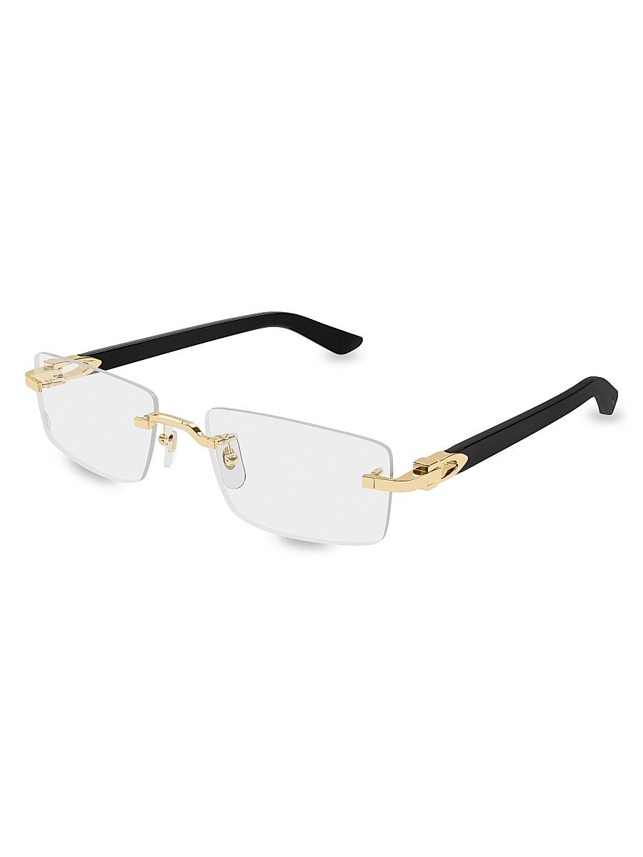 Men's C Decor 56MM 24K-Gold-Plated Rectangular Optical Eyeglasses - Gold Black