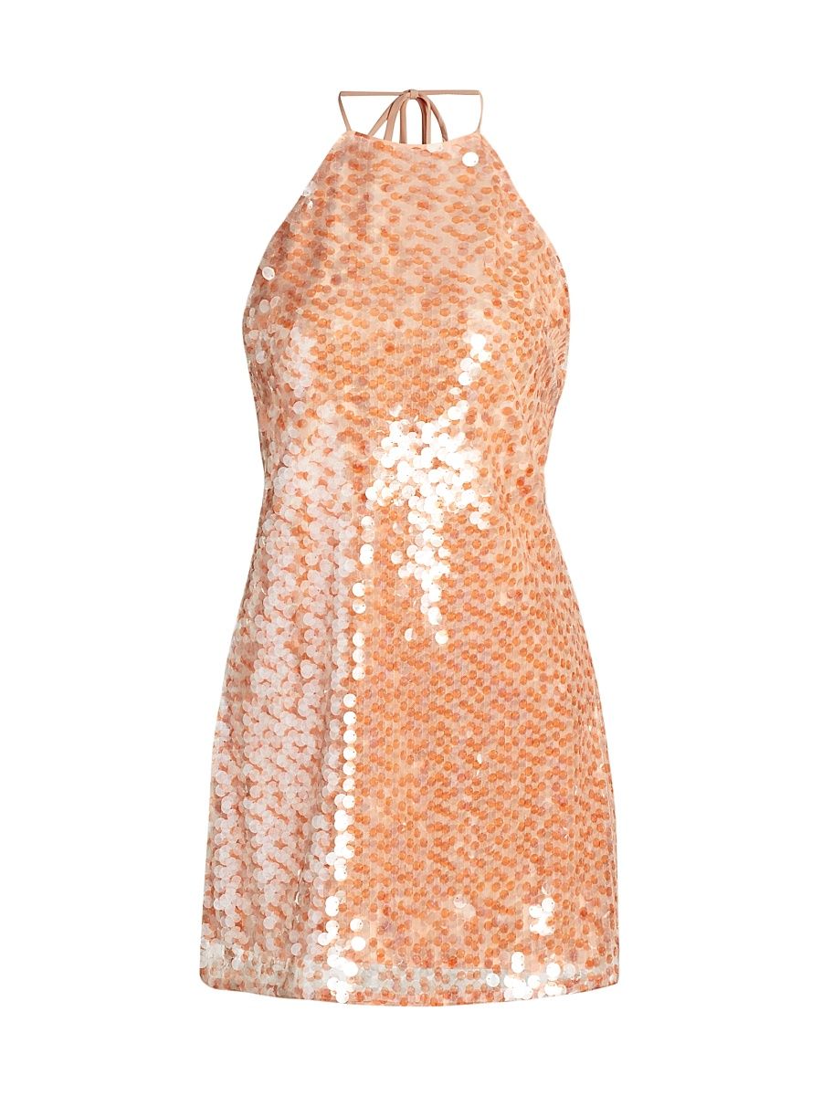 Women's Micky Halterneck Sequined Minidress - Mango Multi - Size 14