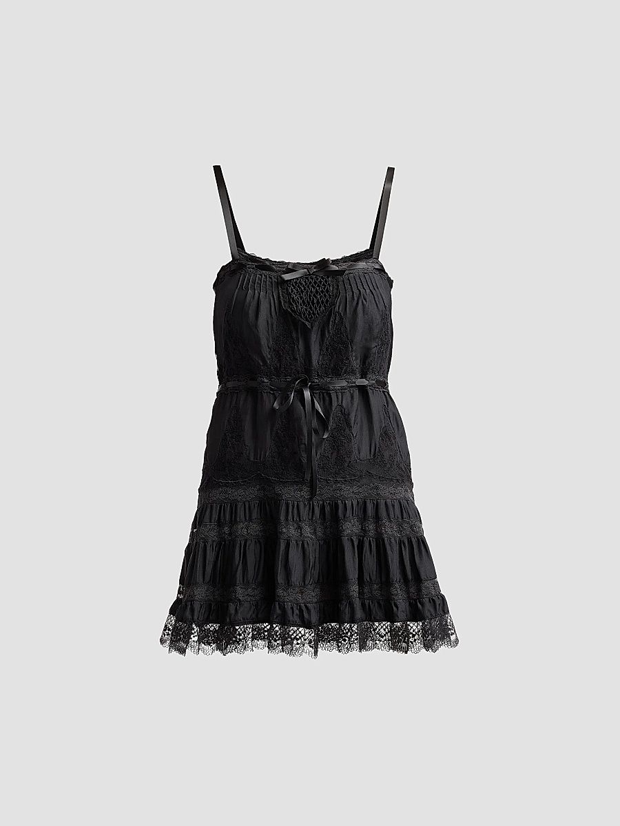 Women's Saphirae Lace-Trim Mini Dress - Black - Size 12