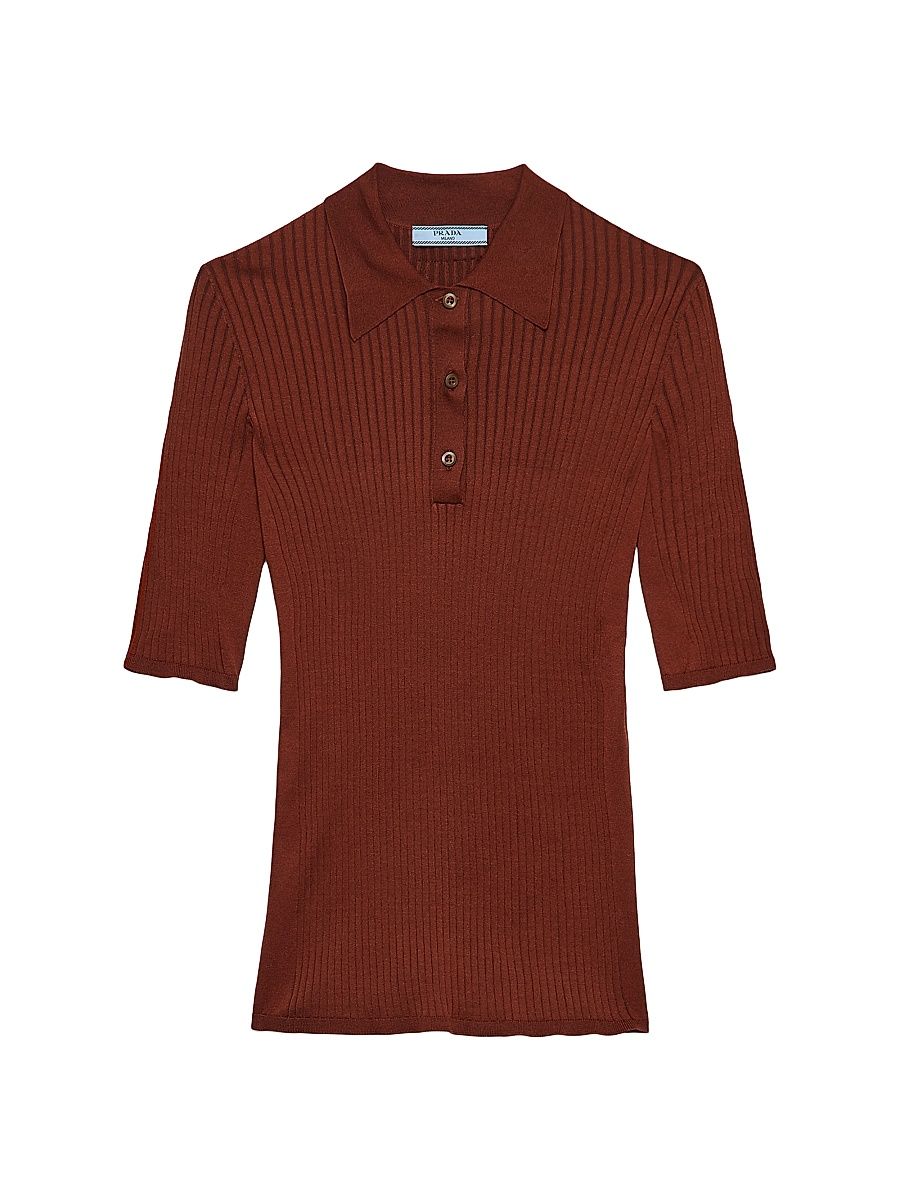 Women's Cotton Polo Sweater - Orange - Size 0