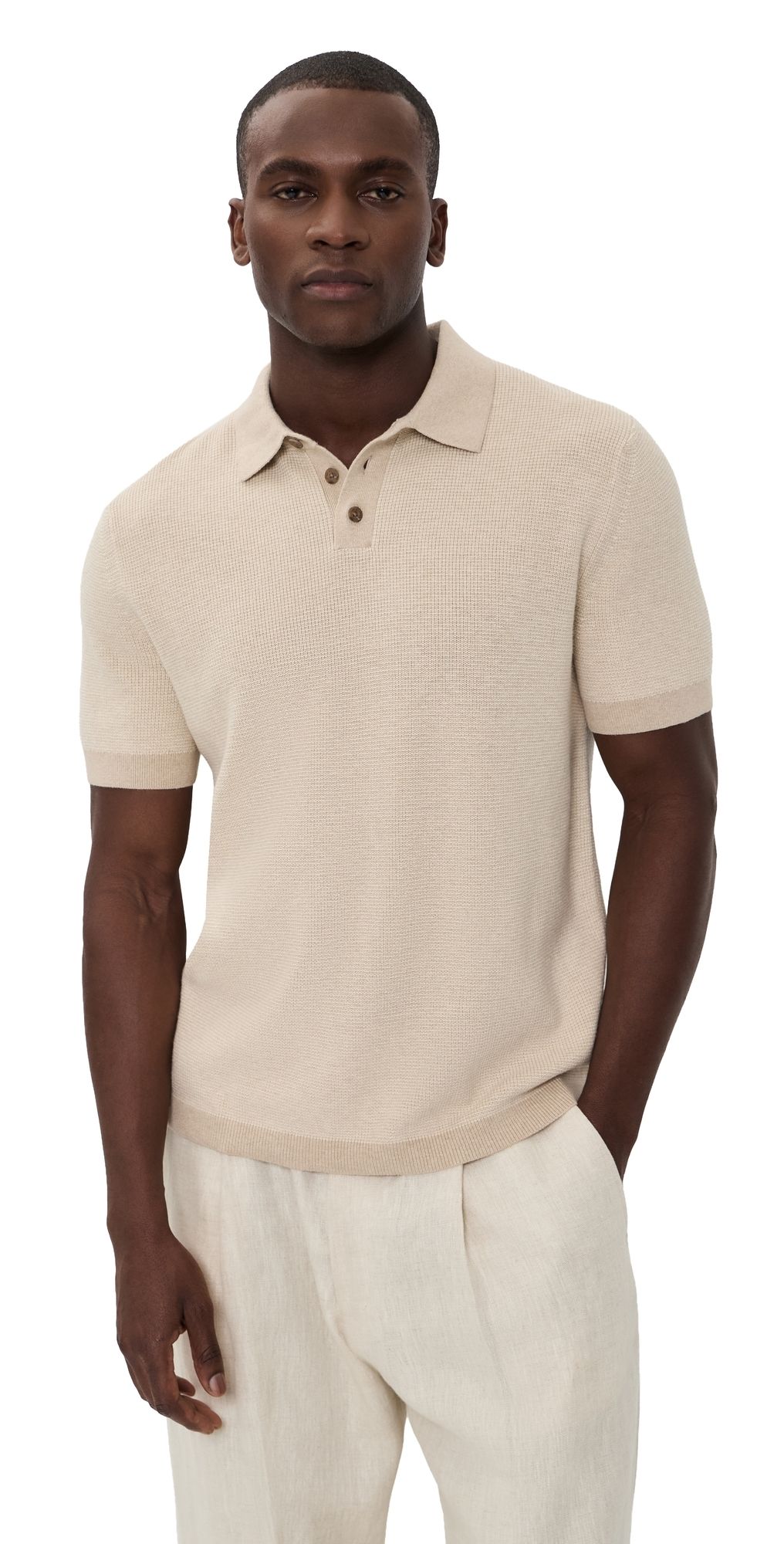 Vince Colorblock Feed Stripe Polo Th Pecan/Smock White S