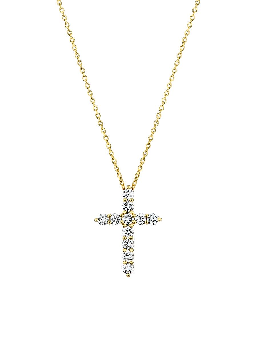 Women's Tiny Treasures 18K Yellow Gold & 0.45 TCW Diamond Cross Pendant Necklace - Yellow Gold