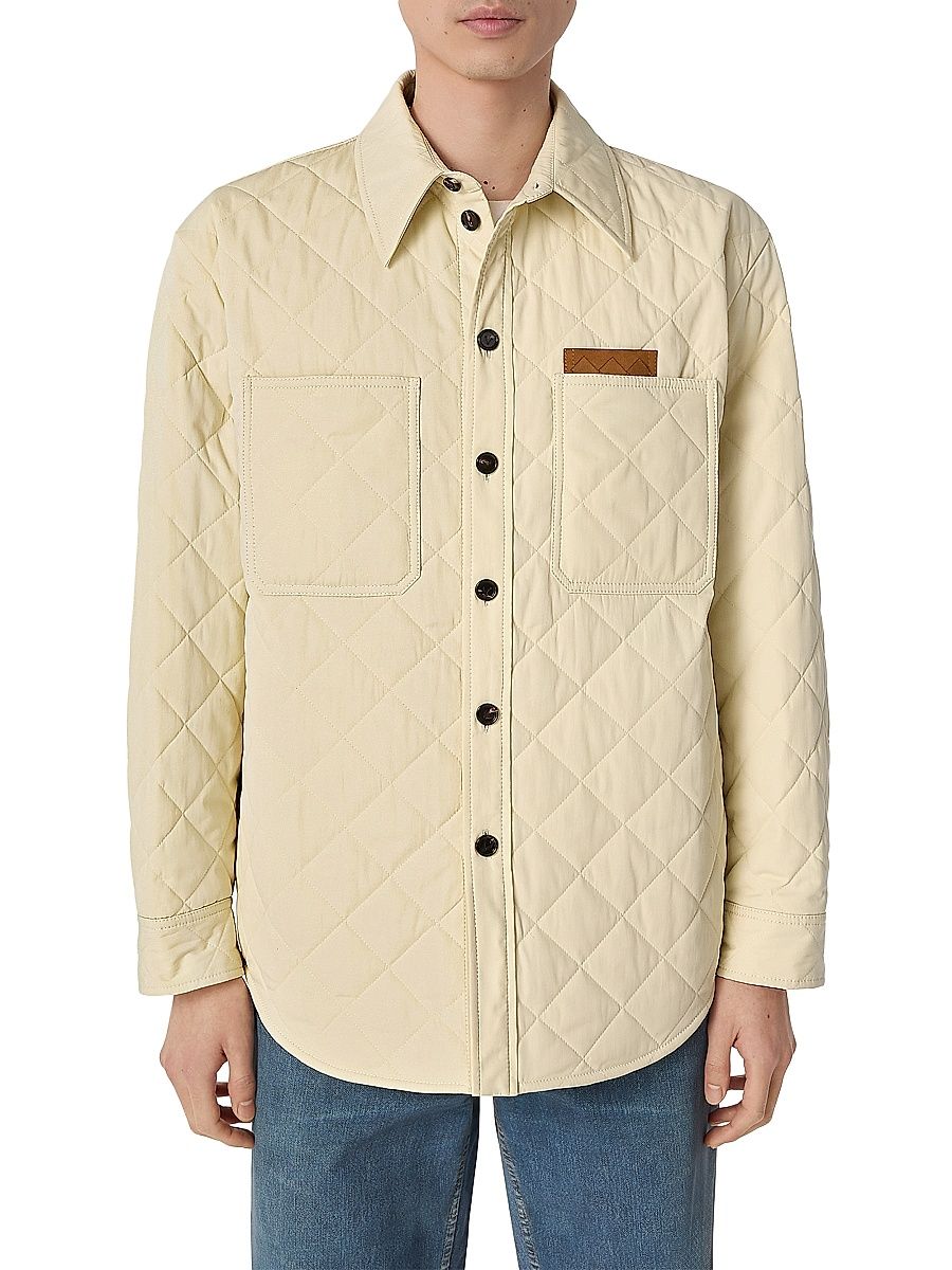 Men's Quilted Cotton-Blend Shirt Jacket - Sea Salt - Size 44