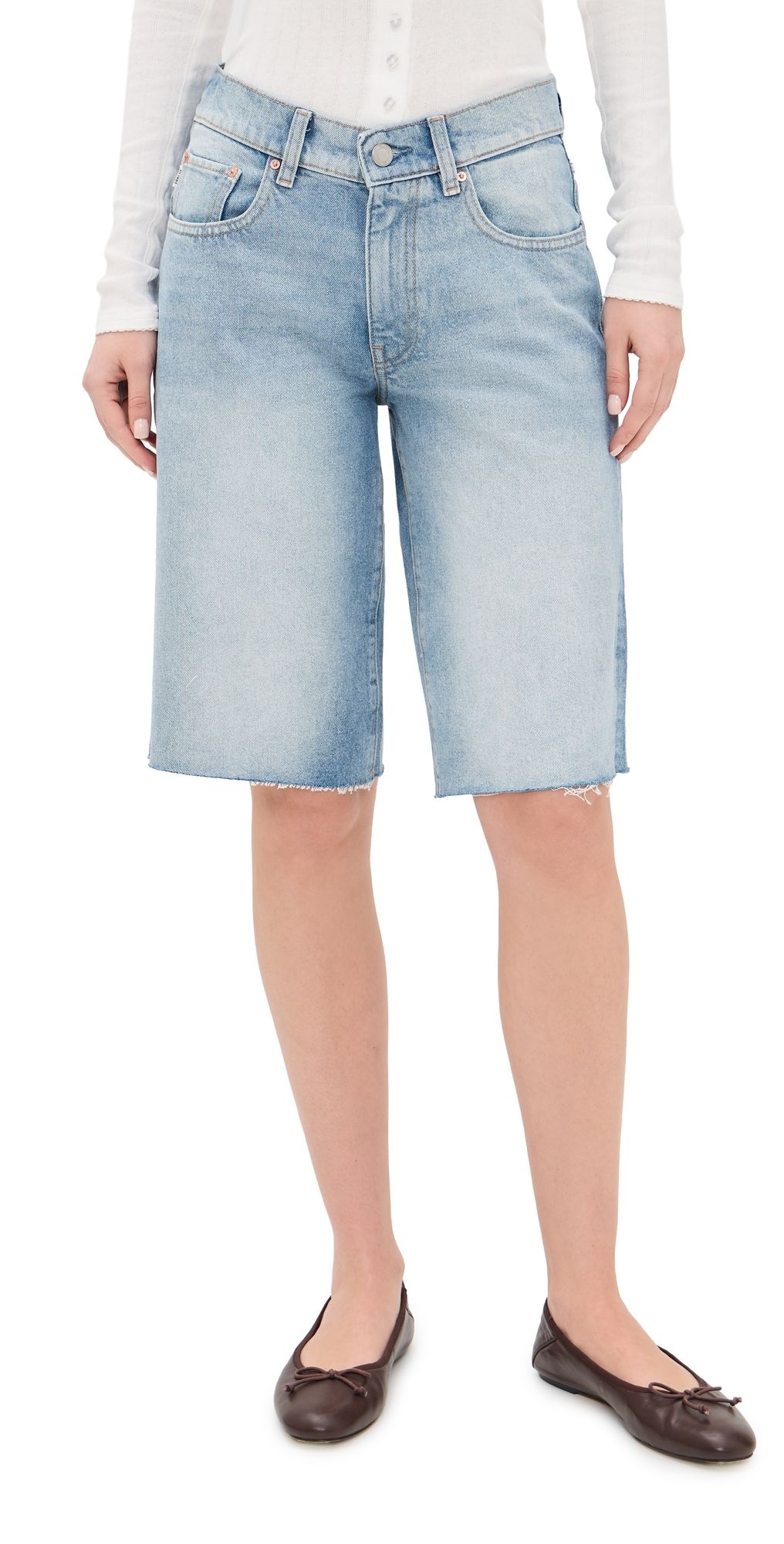 DL1961 Abby Relaxed Low Rise Denim Shorts Bayside 30