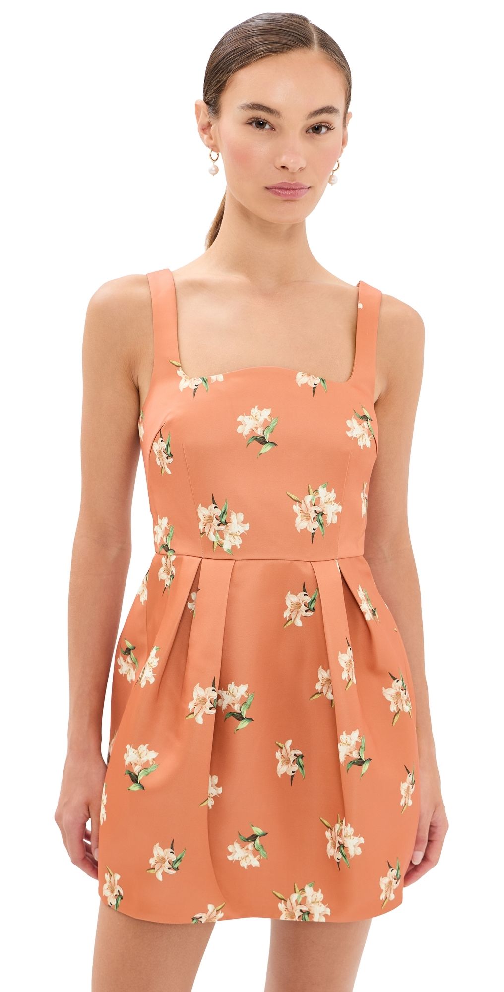 Leo Lin Piper Bell Shape Mini Dress Lily Print in Ochre 12
