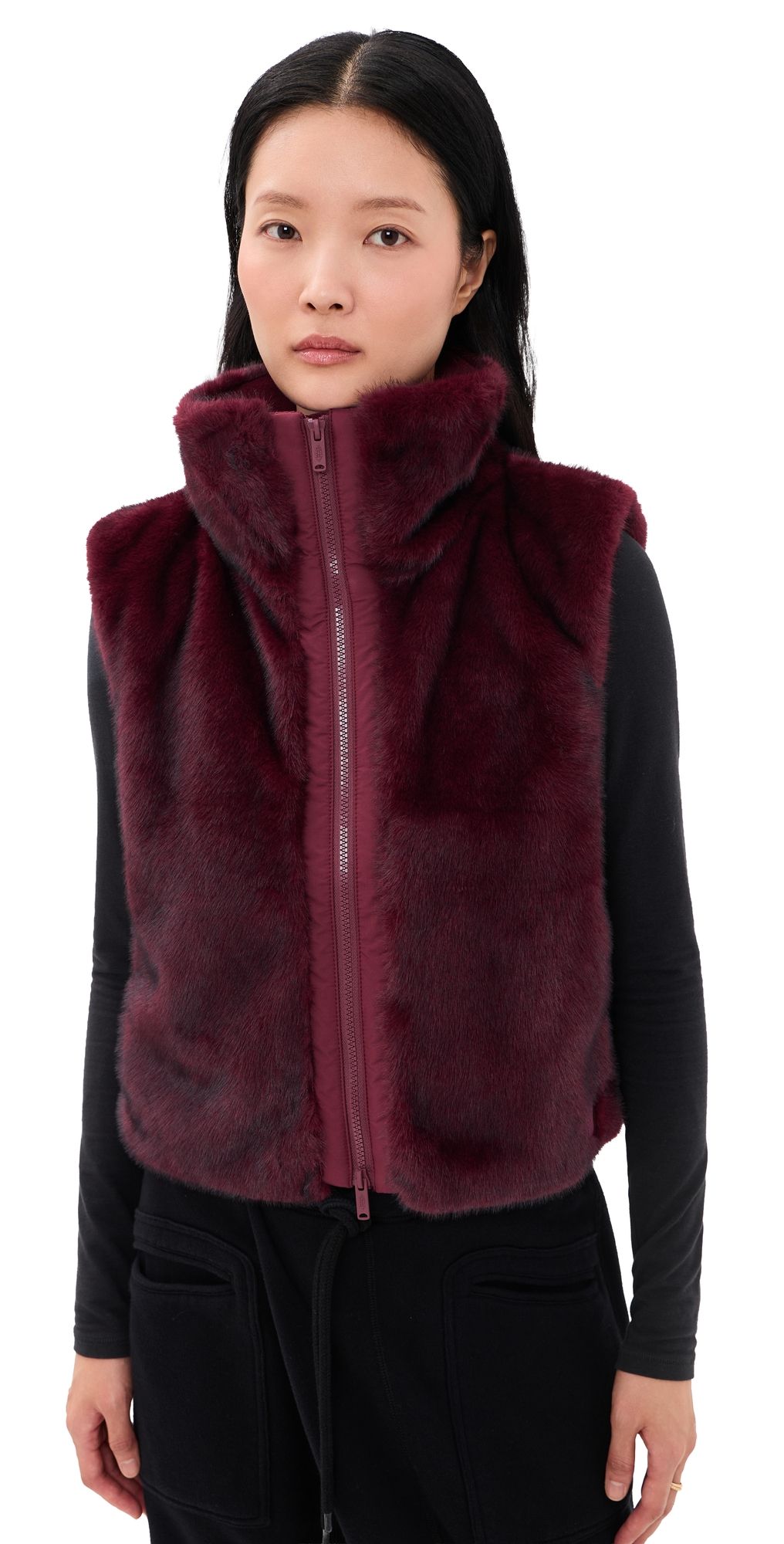 FP Movement Afterglow Faux Fur Vest Red Velvet L
