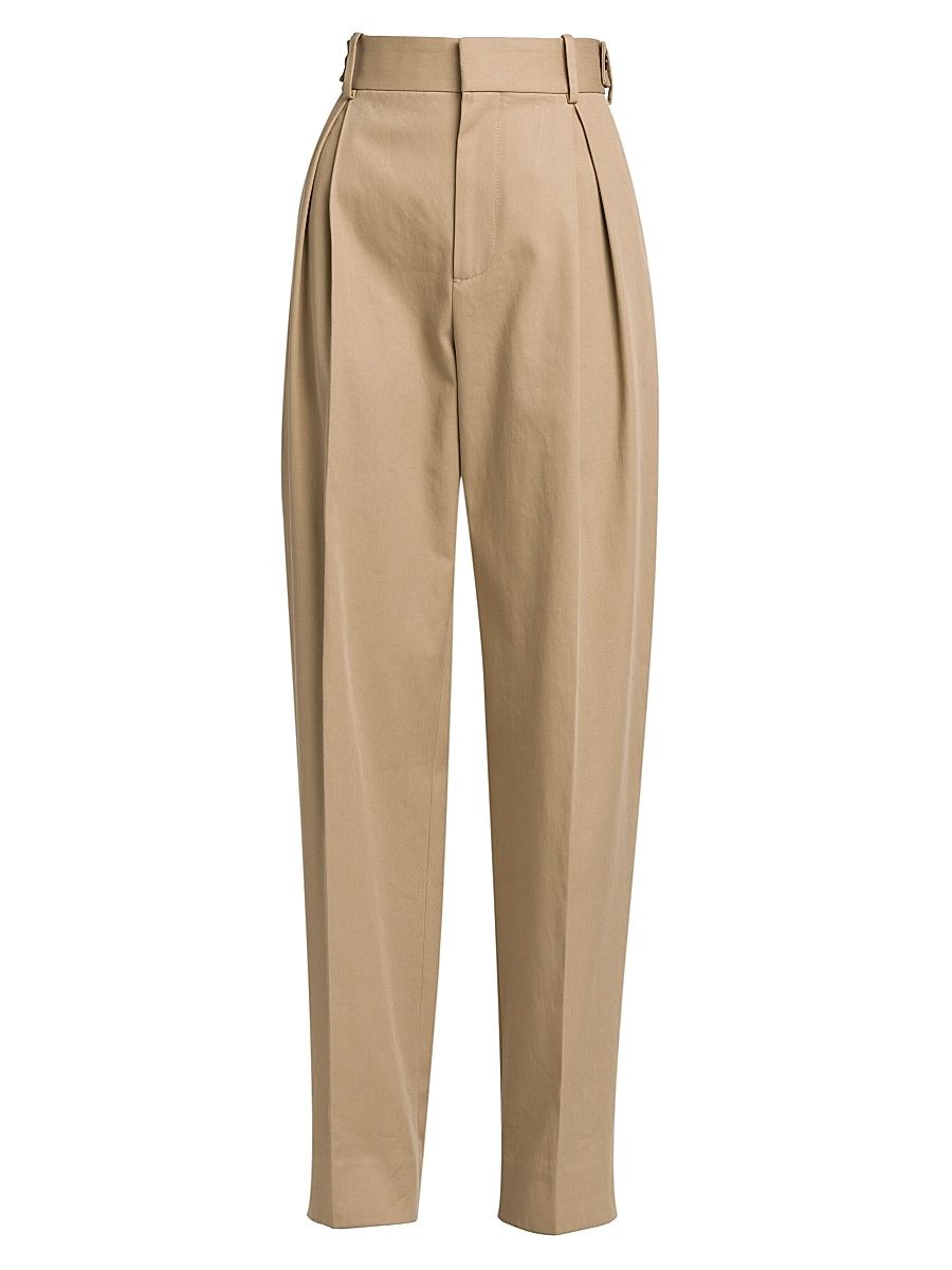 Women's Straight-Leg Cotton Twill Trousers - Desert Taupe - Size 8