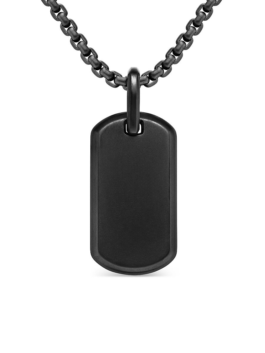 Men's Chevron Tag in Black Titanium, 27mm - Black