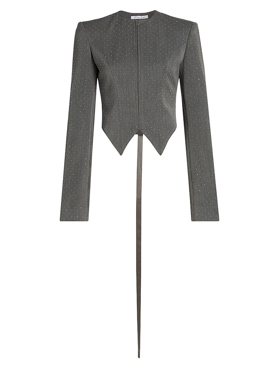 Women's Embellished Tailored Jacket - Grey - Size Small