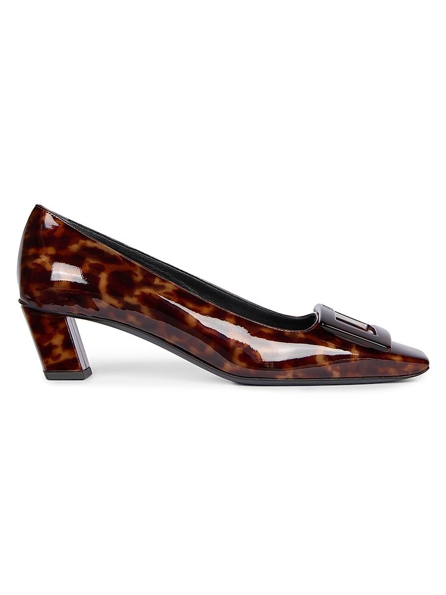 Women's Belle Vivier 45MM Tortoiseshell-Print Patent Leather Pumps - Marrone Africa - Size 12