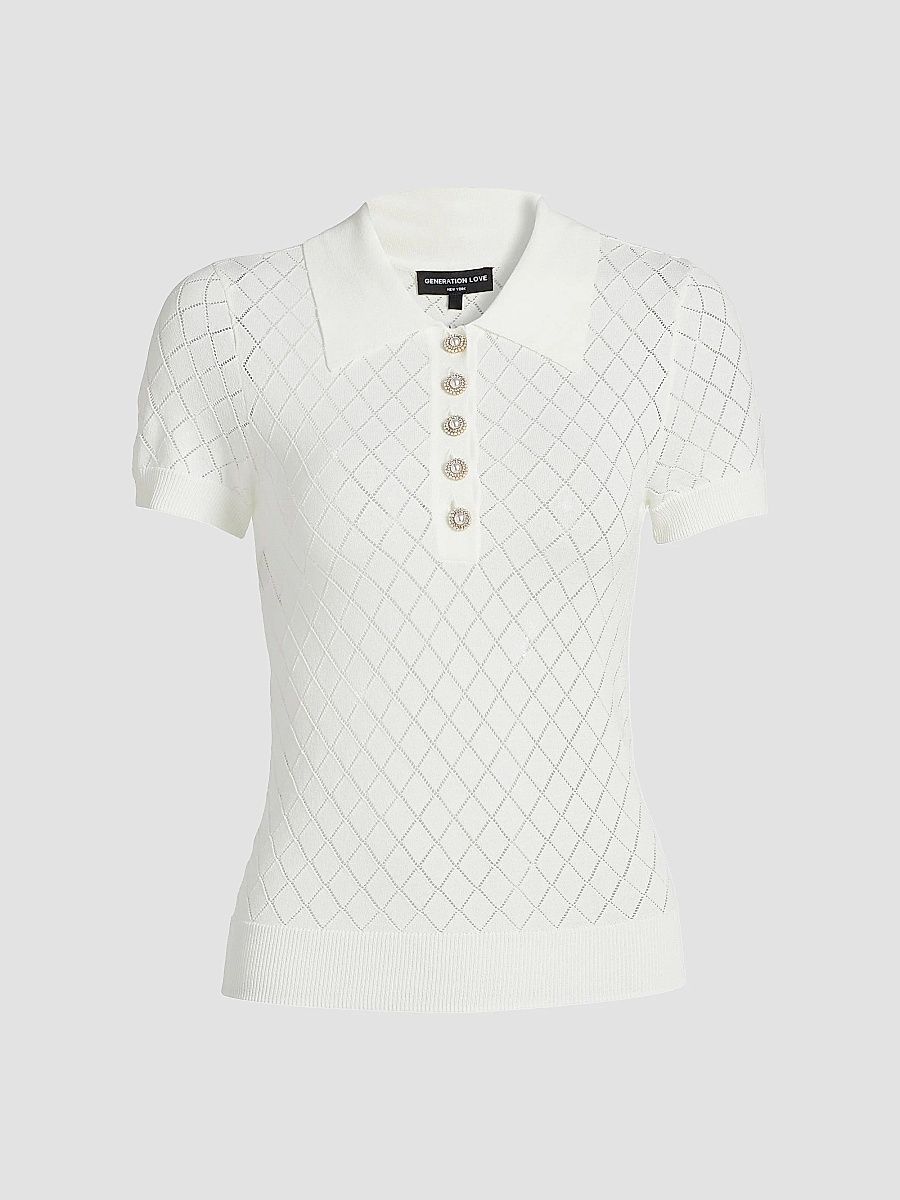 Generation Love Women's Calima Pointelle-Knit Sweater - White - Size Small