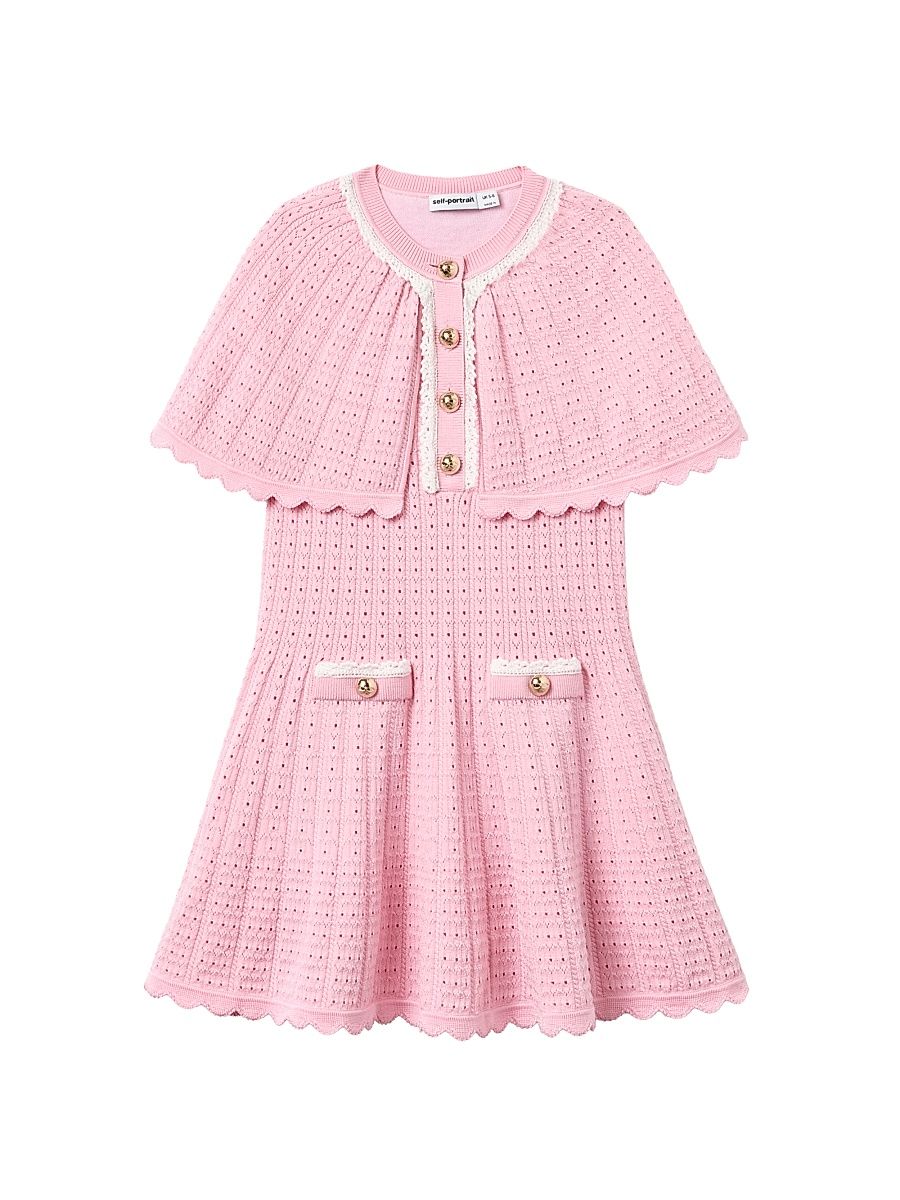 Little Girl's & Girl's Pointelle-Knit Cape Dress - Pink - Size 10