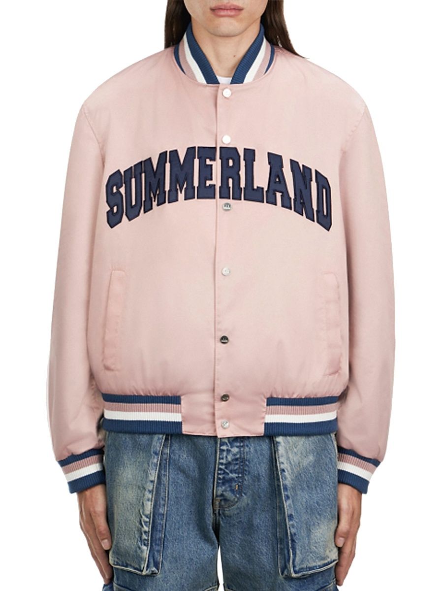 Men's Summerland Varsity Bomber Jacket - Light Coral - Size Small