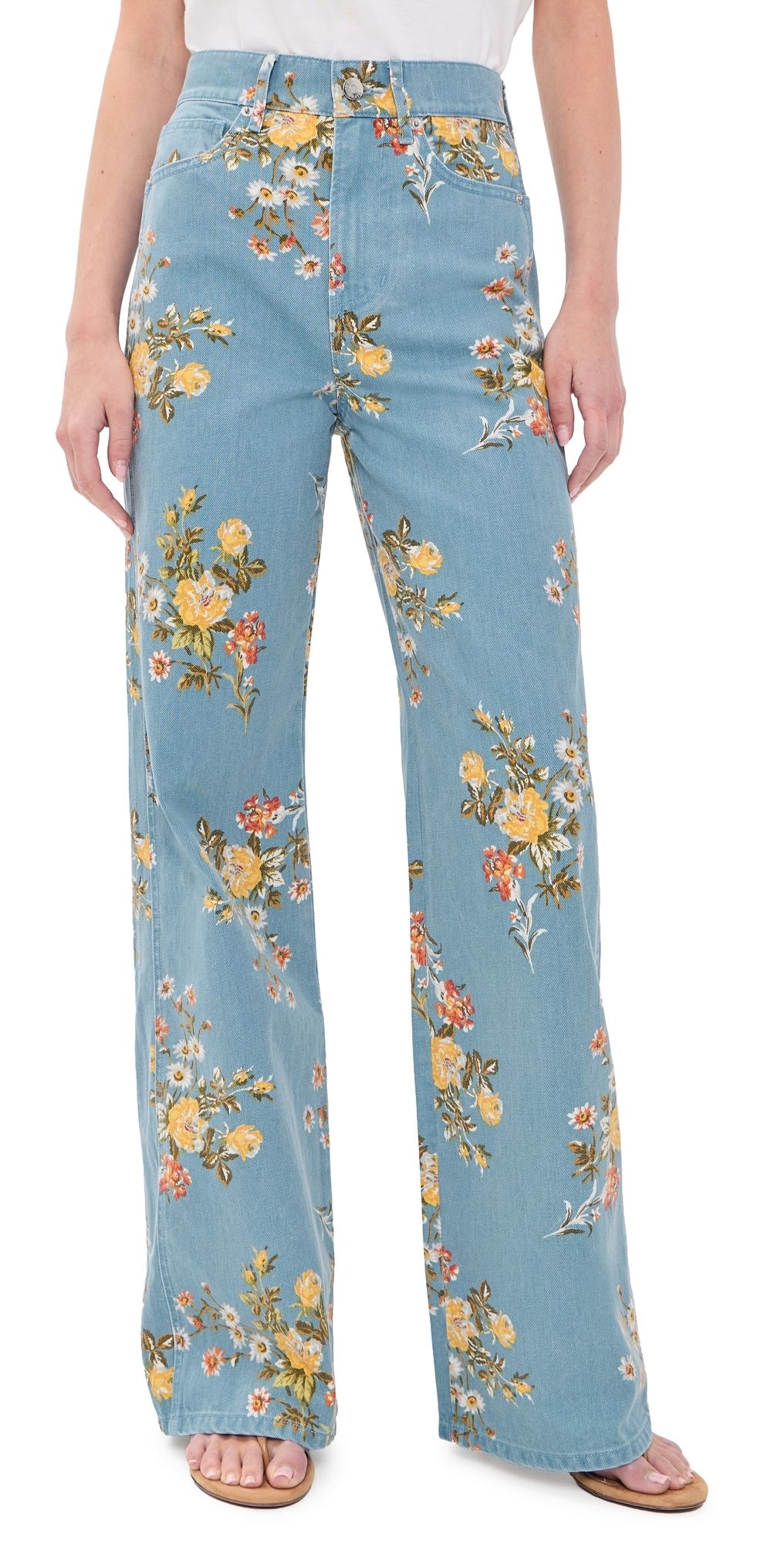 Veronica Beard Jean Taylor Wide Leg Jeans GARDEN BOUQUET 23