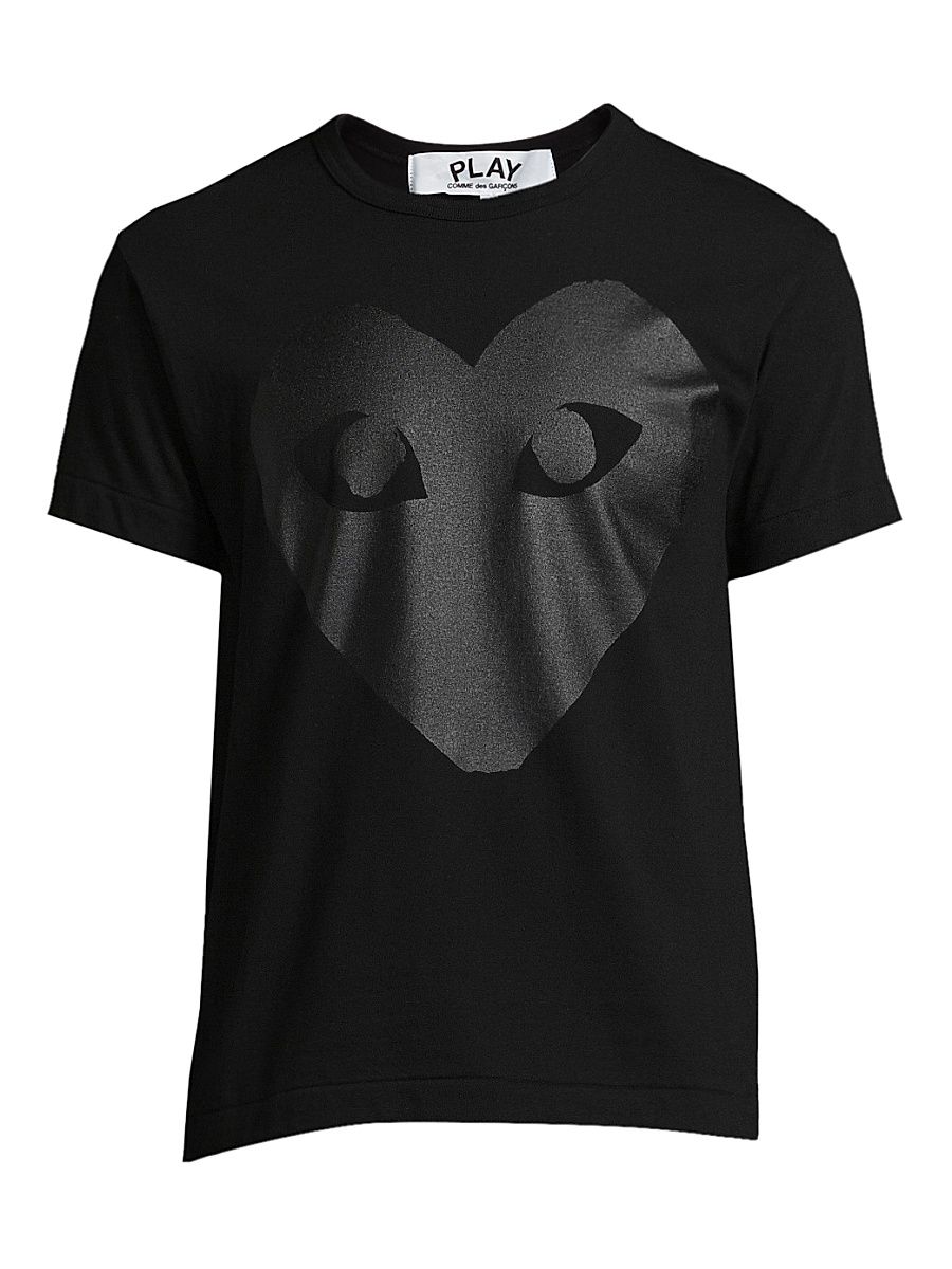 Men's Large Heart Cotton Tee - Black - Size Small