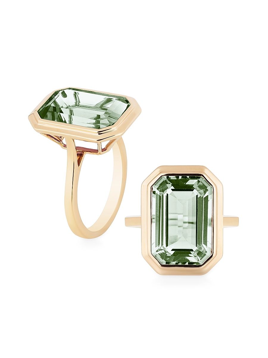 Women's Manhattan 18K Yellow Gold & Prasiolite Ring - Green - Size 7