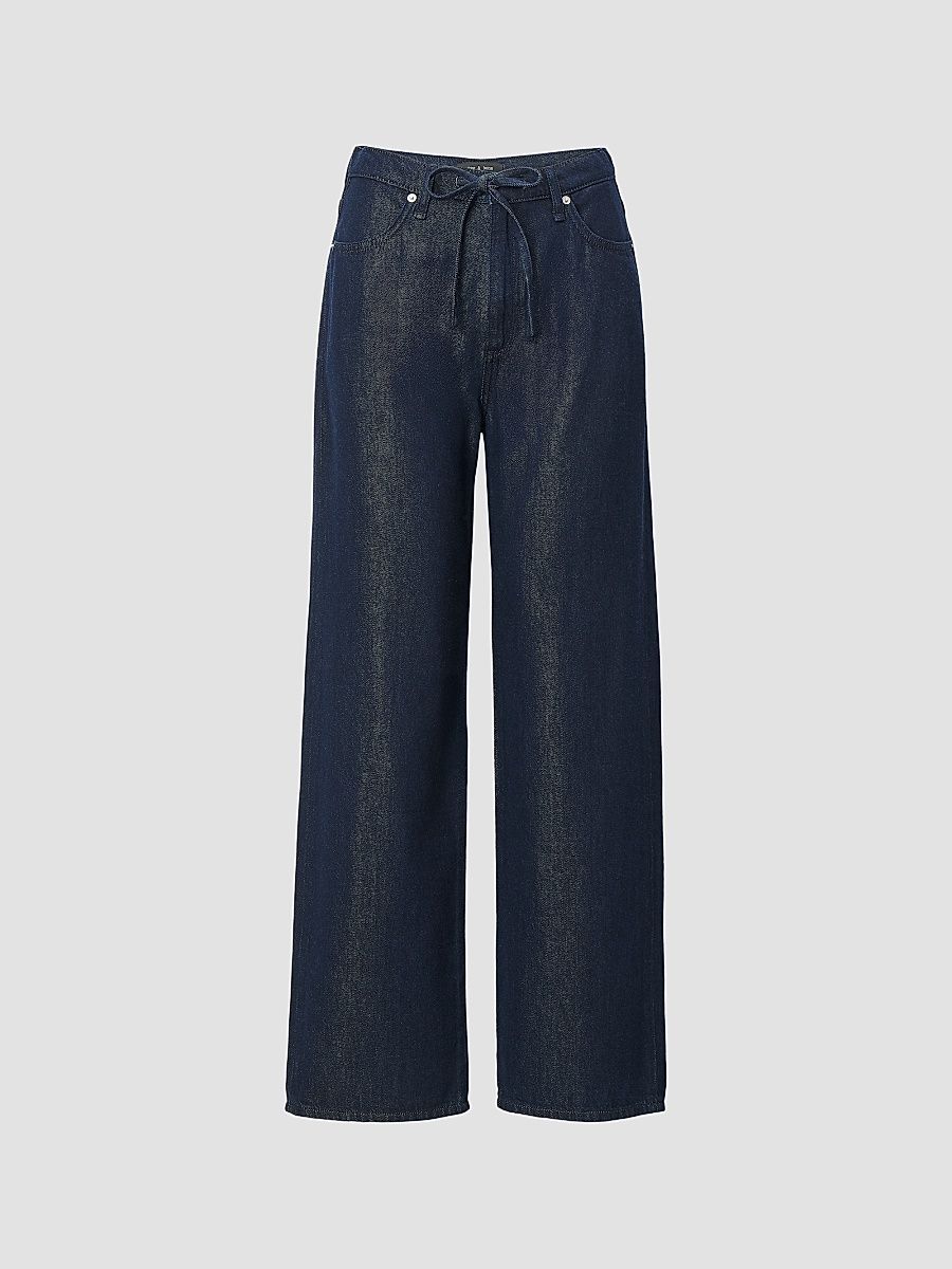 Women's Phoebe Drawstring Mid-Rise Jeans - Dusk Rinse - Size XS