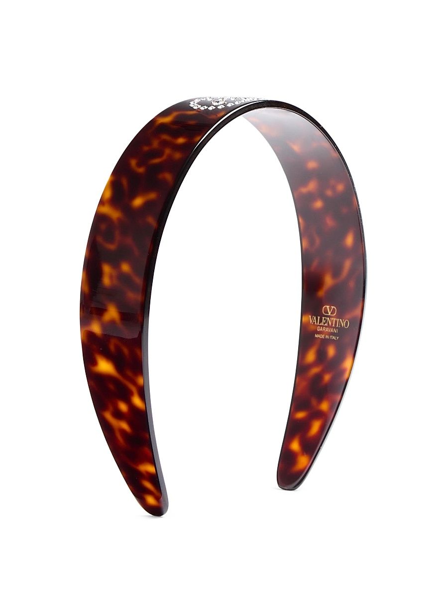 Women's Vlogo Signature Headband in Resin Metal and Crystals - Tartaruga Gold Crystal