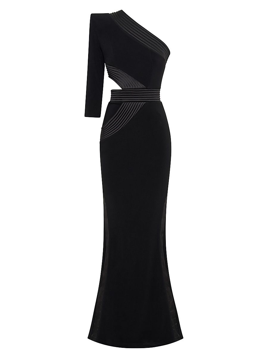 Women's Circus Delirium One-Shoulder Gown - Black - Size 2