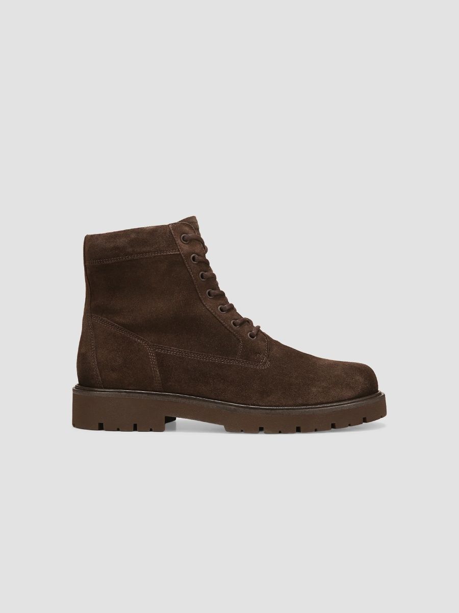 Vince Men's Lennox Suede Zip Short Boots - Cocoa Brown - Size 10.5