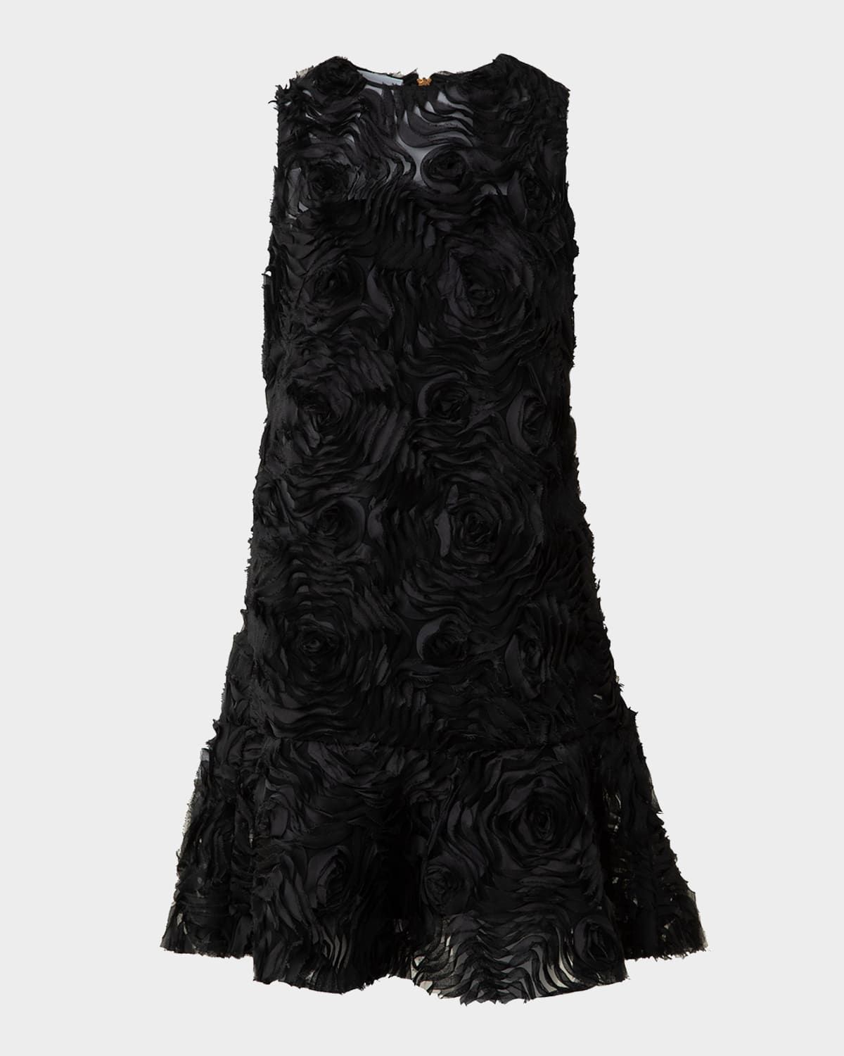 3D Carnation Tulle Embroidered Sleeveless Dress