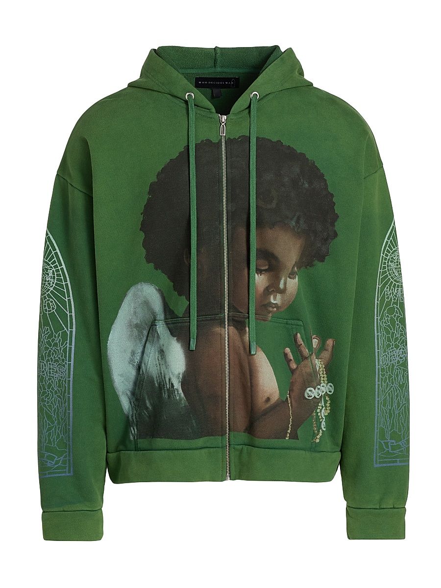 Men's Sacred Being Cotton Zip-Up Hoodie - Emerald - Size XXL