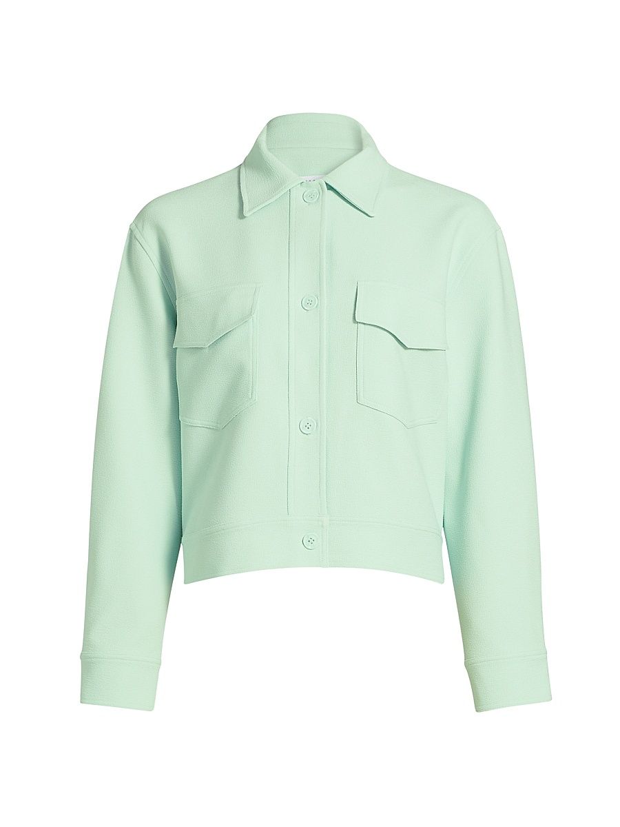 Women's Pebble Weave Oversized Cargo Jacket - Mint Chip - Size XL