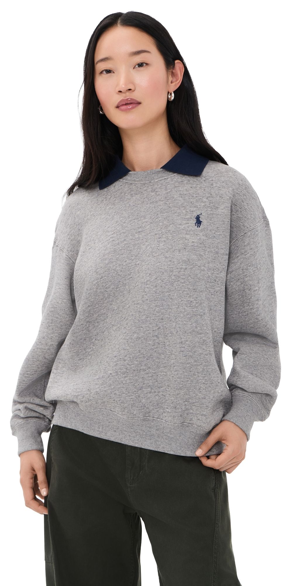 Polo Ralph Lauren Arctic Collared Crew Neck Sweatshirt Dark Vintage Heather XXS