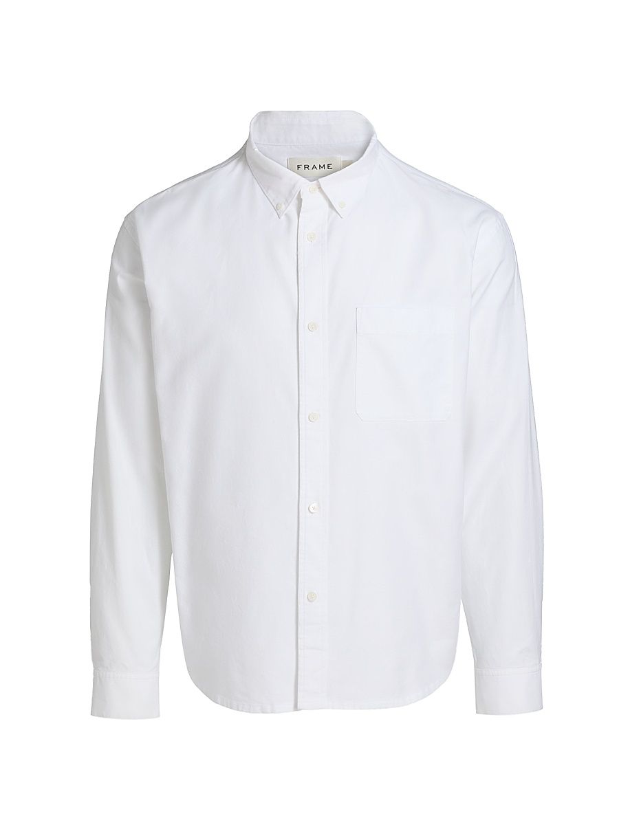 Men's Oxford Cotton Button-Down Shirt - White - Size XXL