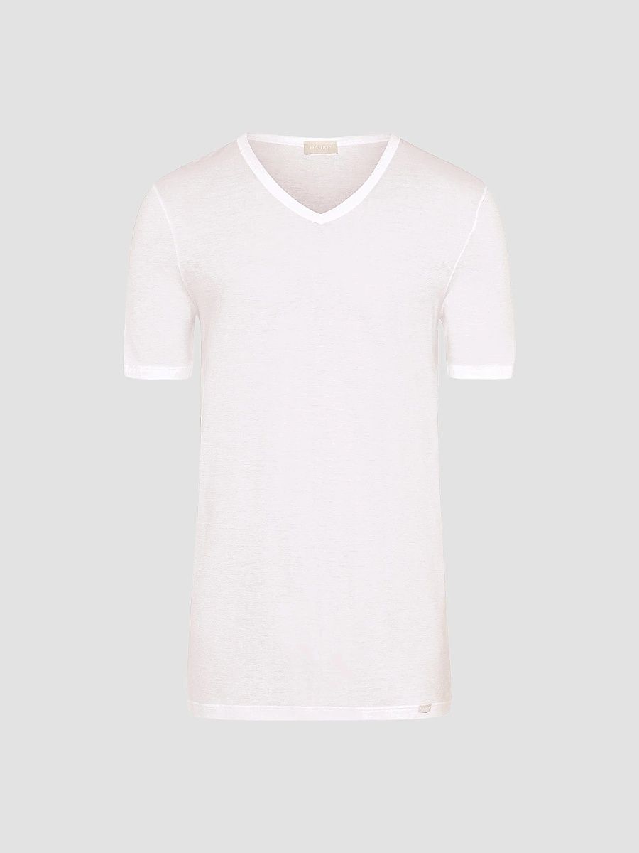 Hanro Men's Cotton V-Neck T-Shirt - White - Size Medium
